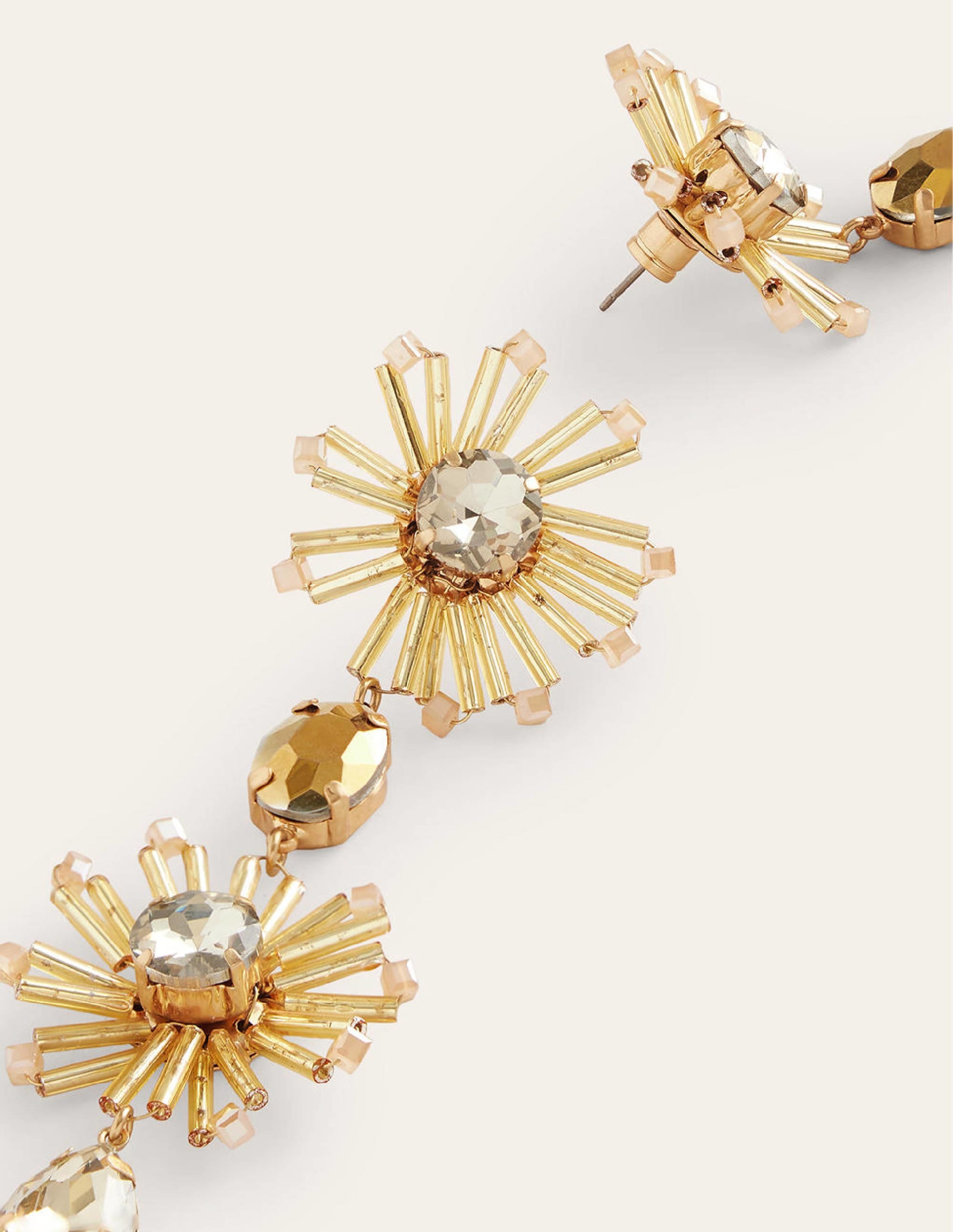 Pendants d'oreilles floraux en perles-Doré - Image 3