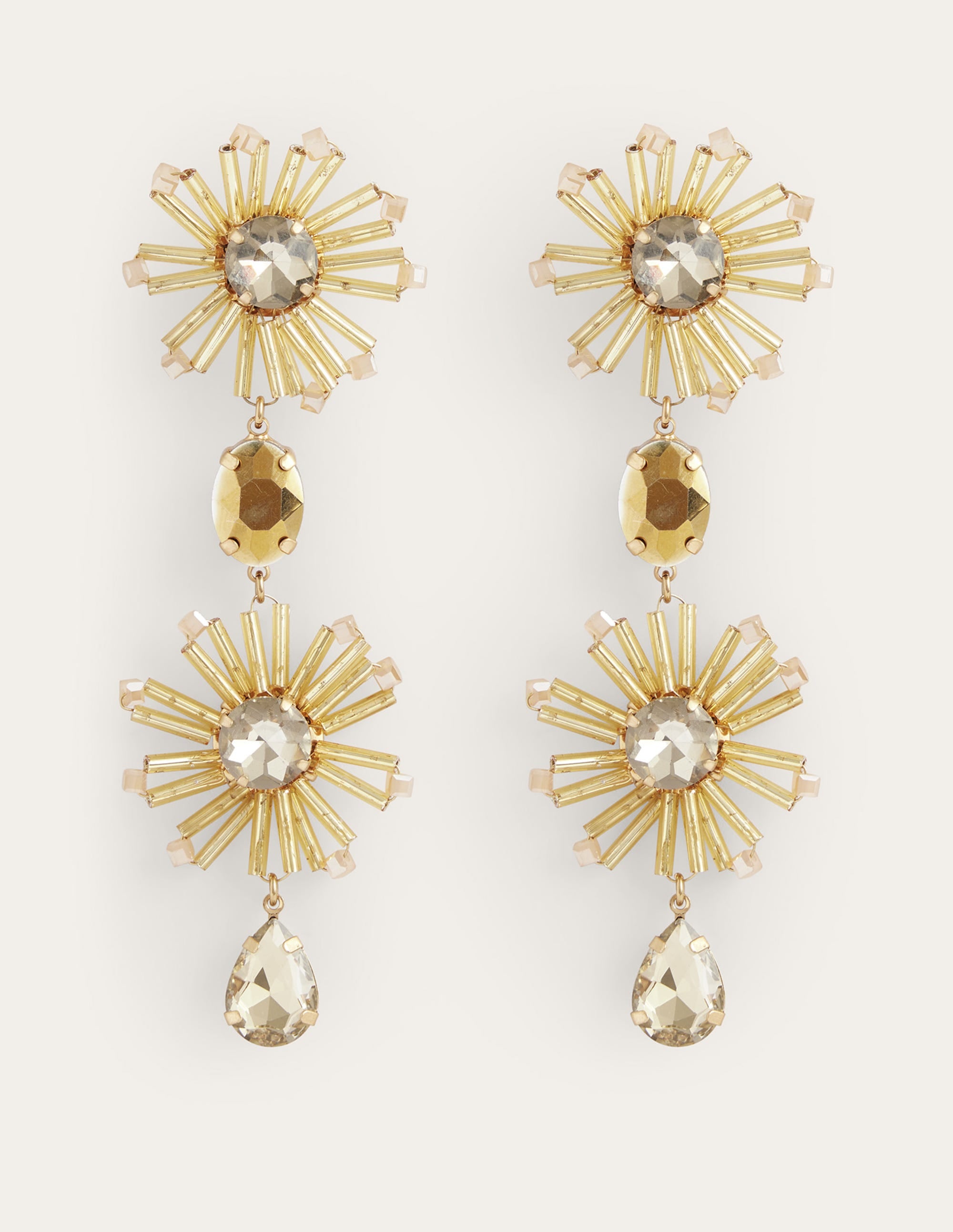Pendants d'oreilles floraux en perles-Doré - Image 4