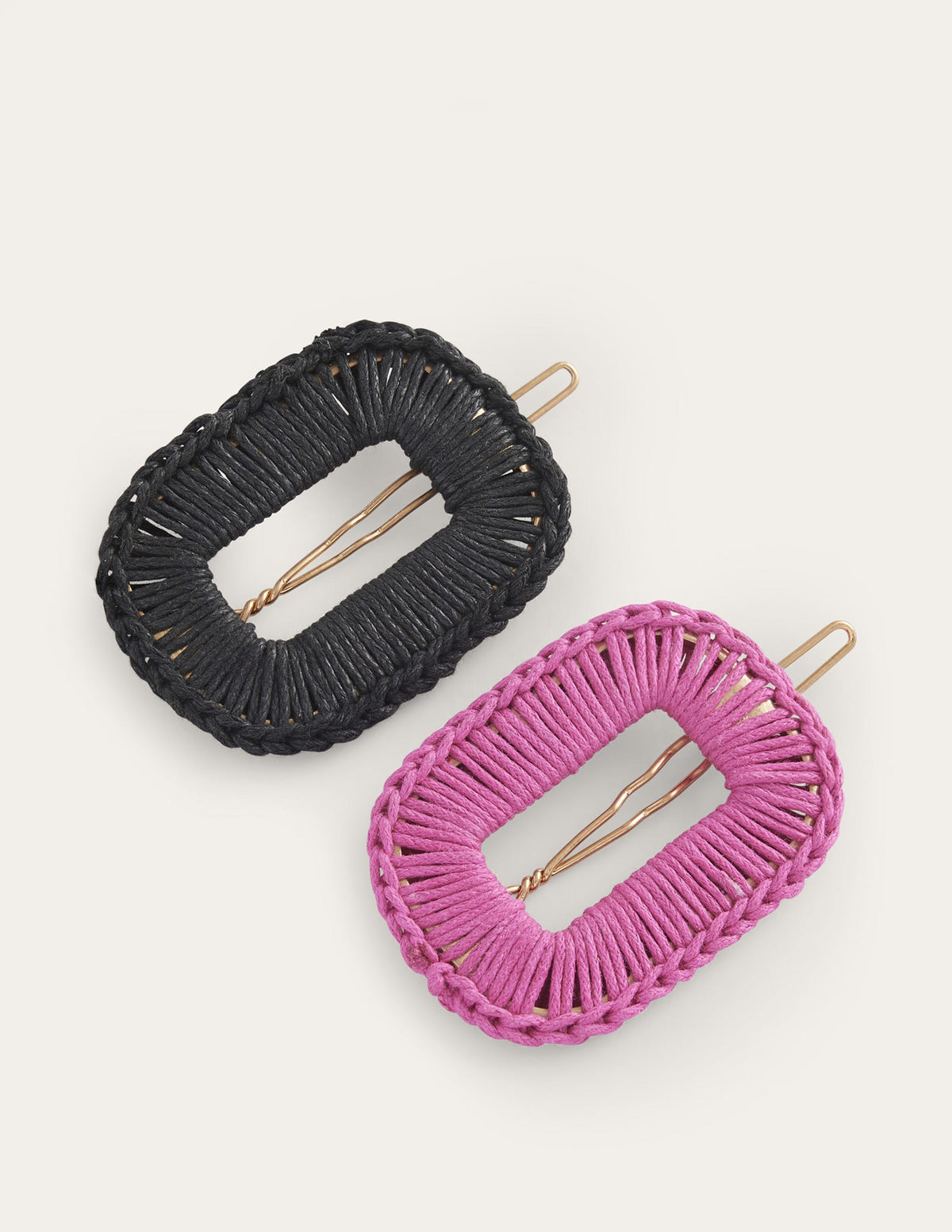Schnallen-Haarspangen im 2er-Pack-Schwarz / Dunkelpink-2