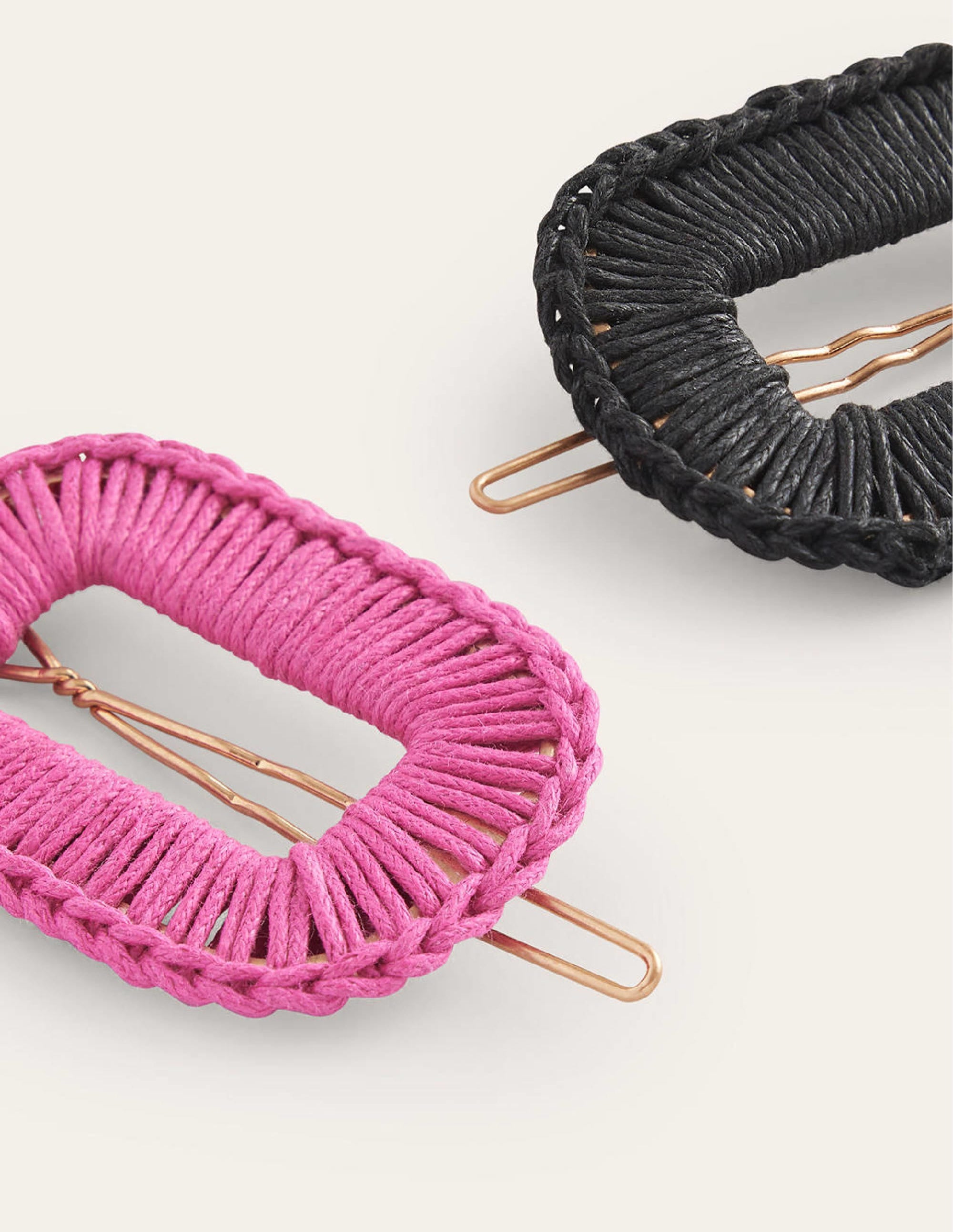 Schnallen-Haarspangen im 2er-Pack-Schwarz / Dunkelpink - Image 3
