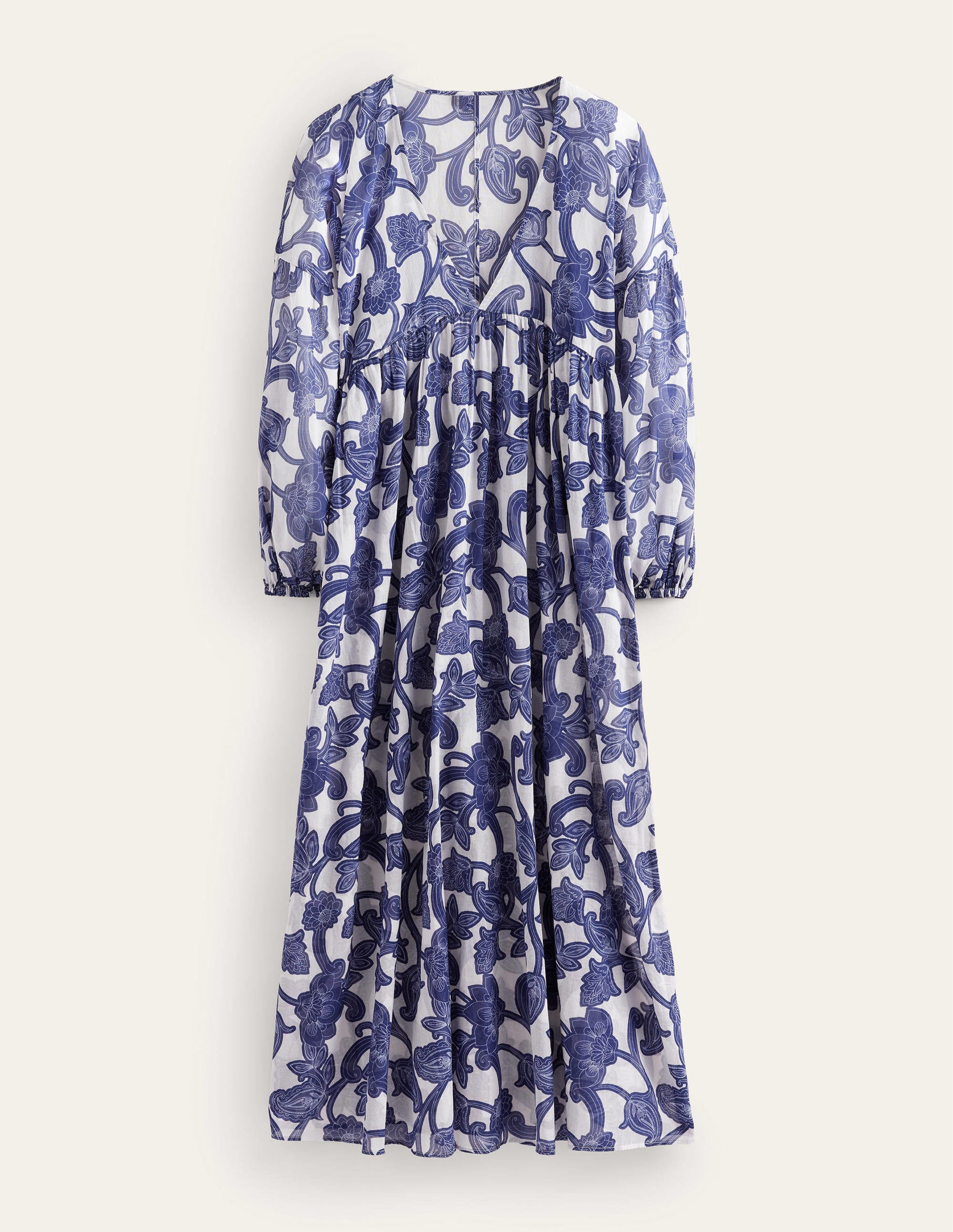 Sarah Maxi-Kaftankleid-Blaues Band, Paisley-Wirbel - Image 5