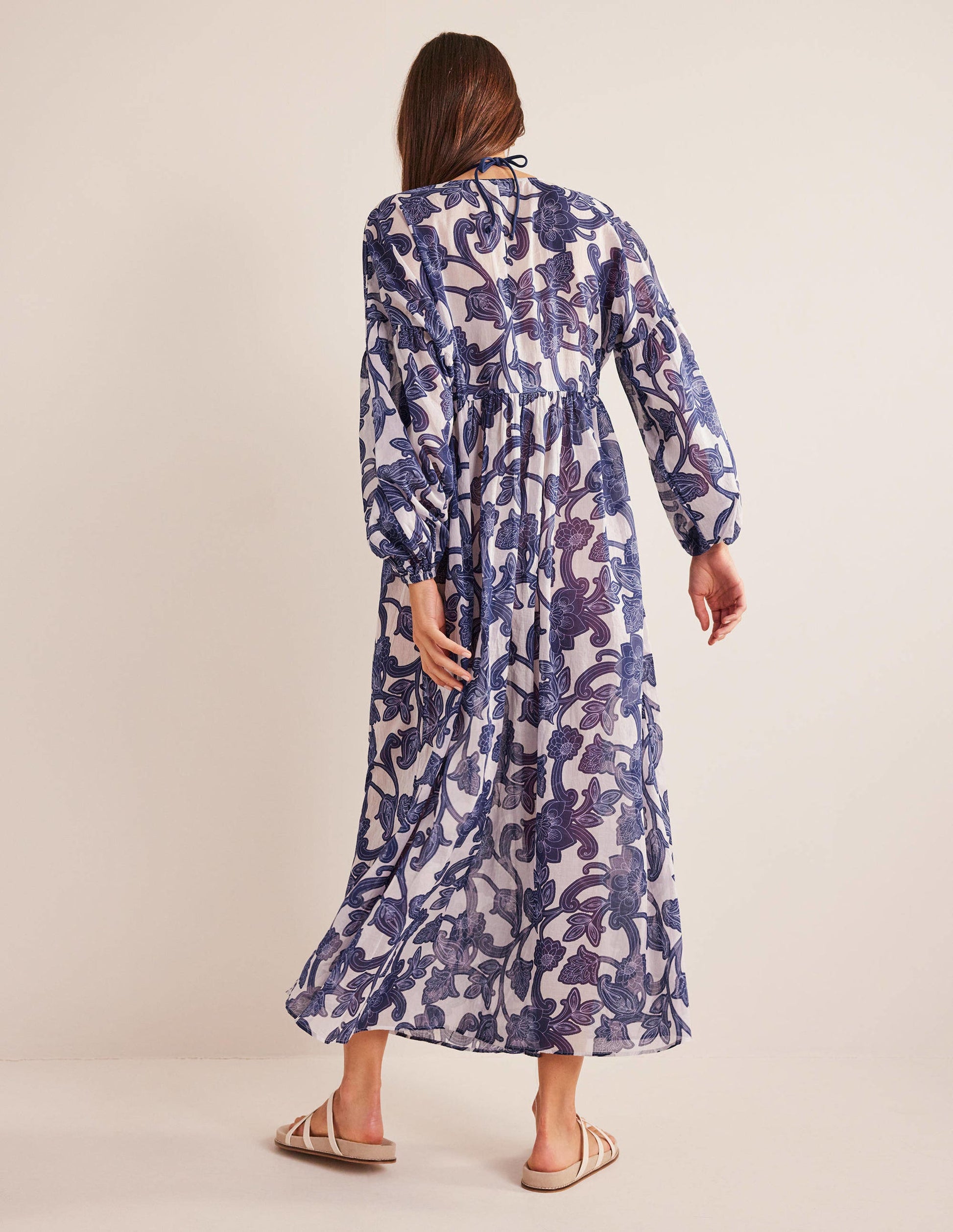Sarah Maxi-Kaftankleid-Blaues Band, Paisley-Wirbel-4