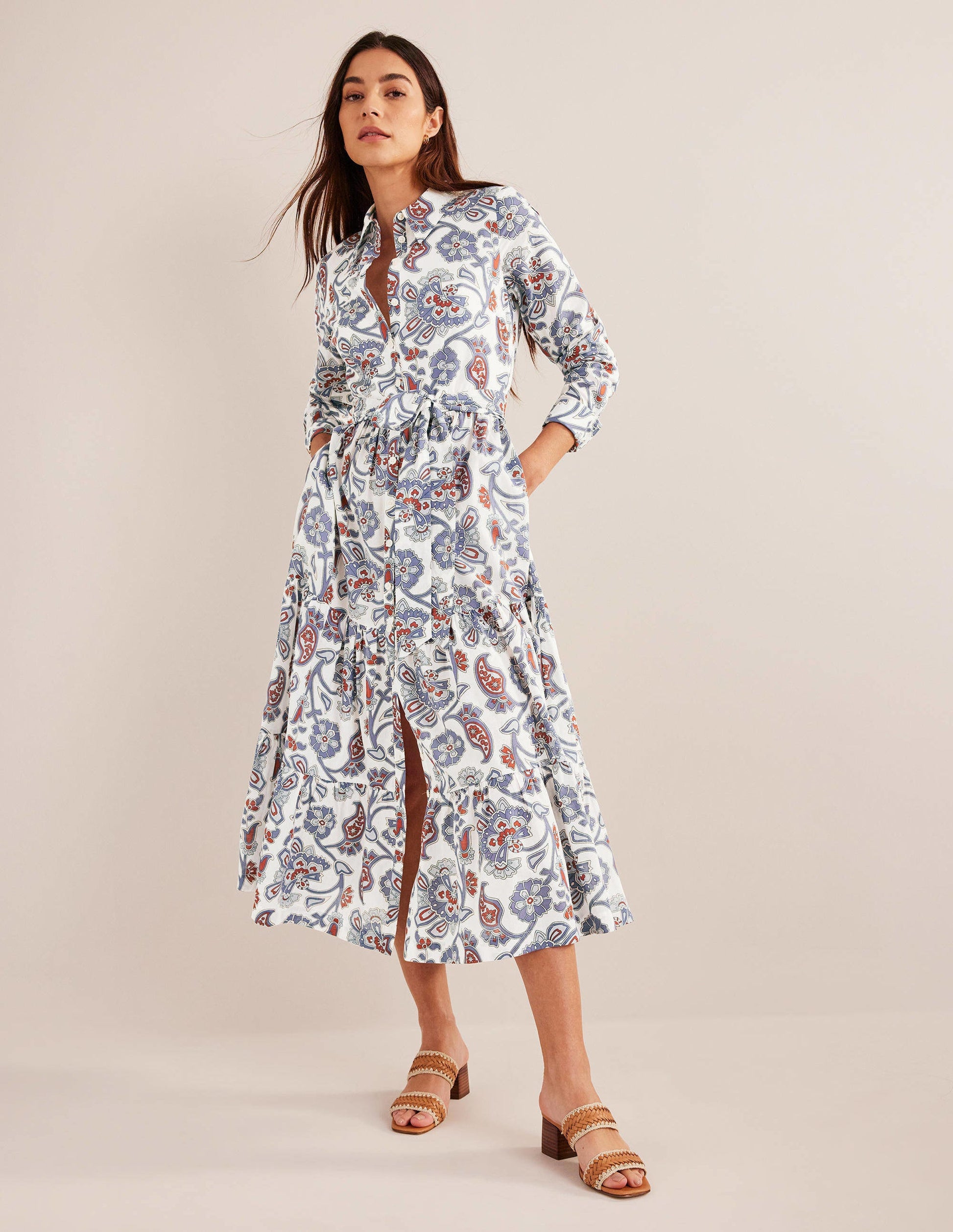 Flo Midi-Hemdblusenkleid aus Baumwolle-Nachtblau-2