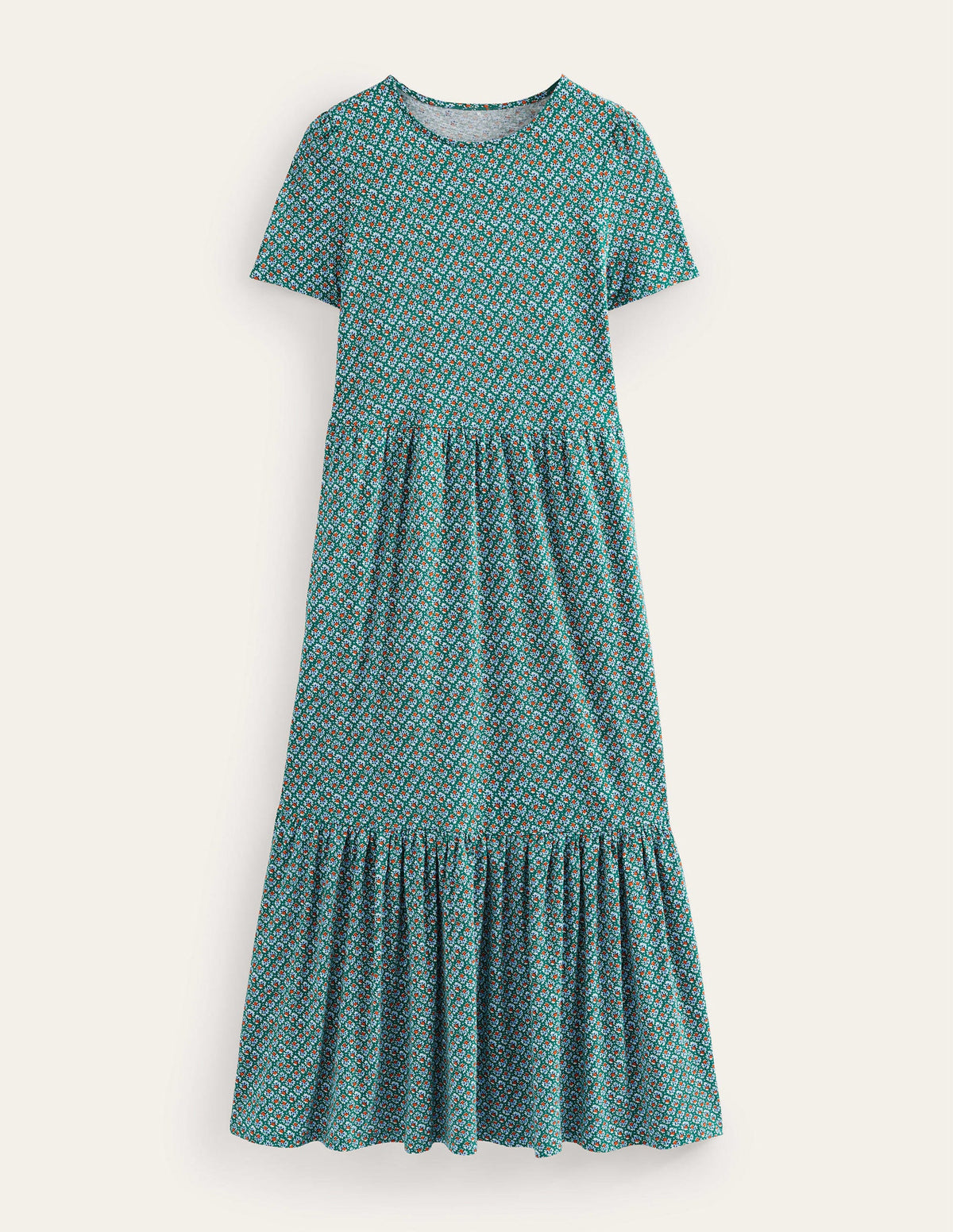 Emma Gestuftes Jersey-Midikleid-Flaschengrün, Blütenknospen - Image 6