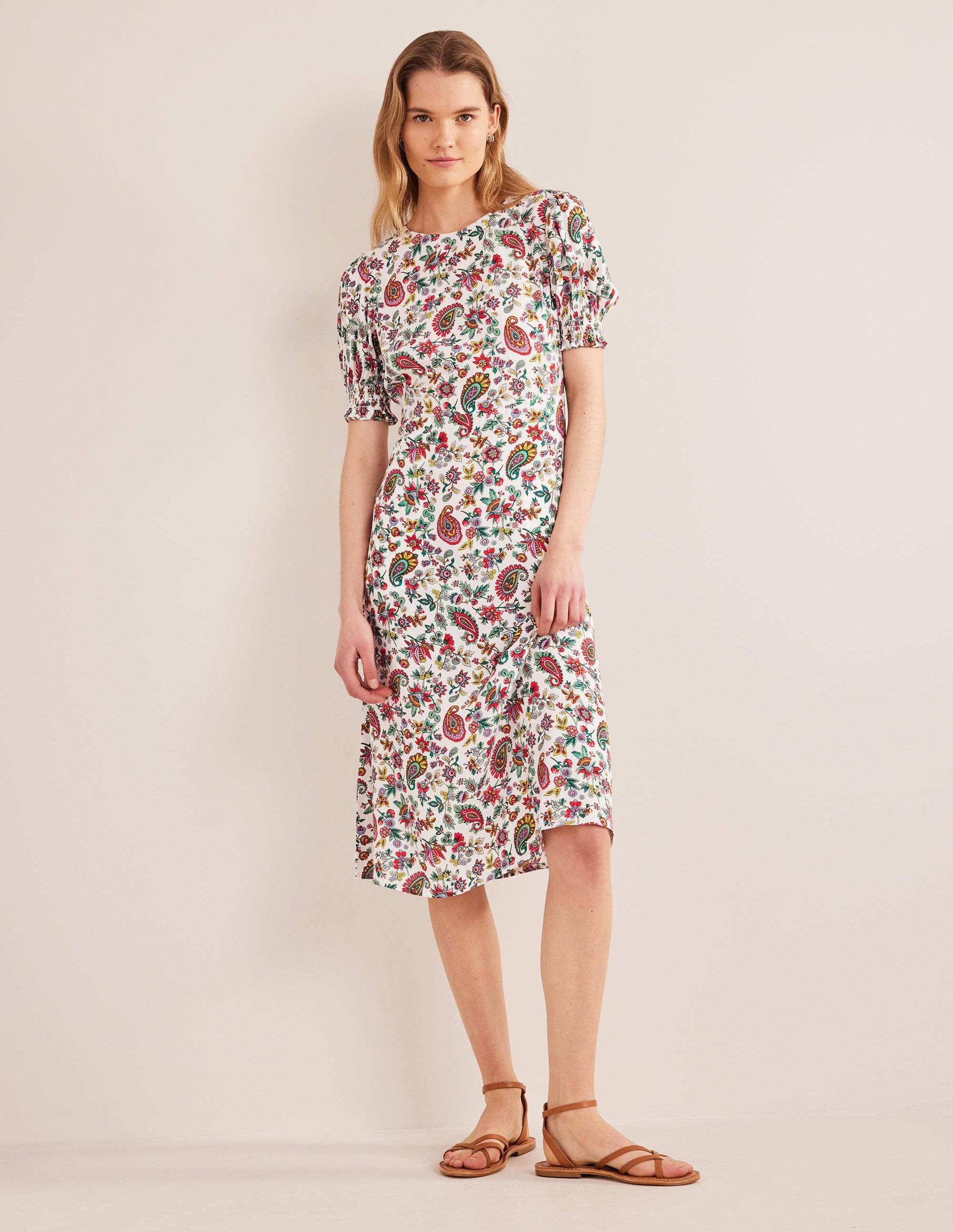 Robe midi style 40s Corinne-Multi, motif Dandelion Paisley - Image 1