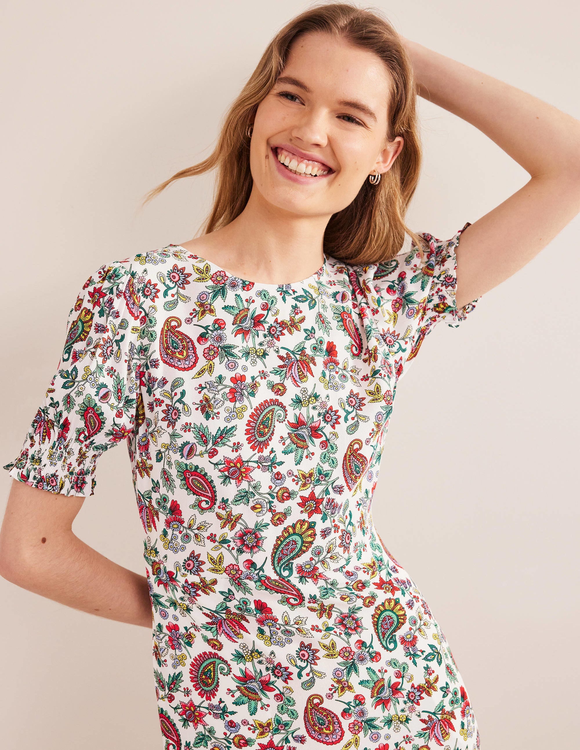 Robe midi style 40s Corinne-Multi, motif Dandelion Paisley - Image 4
