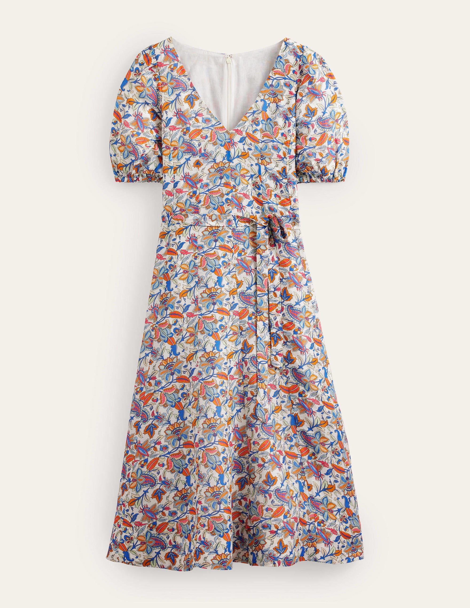 Full Skirt Panelled Midi Dress-Nebulas Blue, Paisley Vine - Image 6