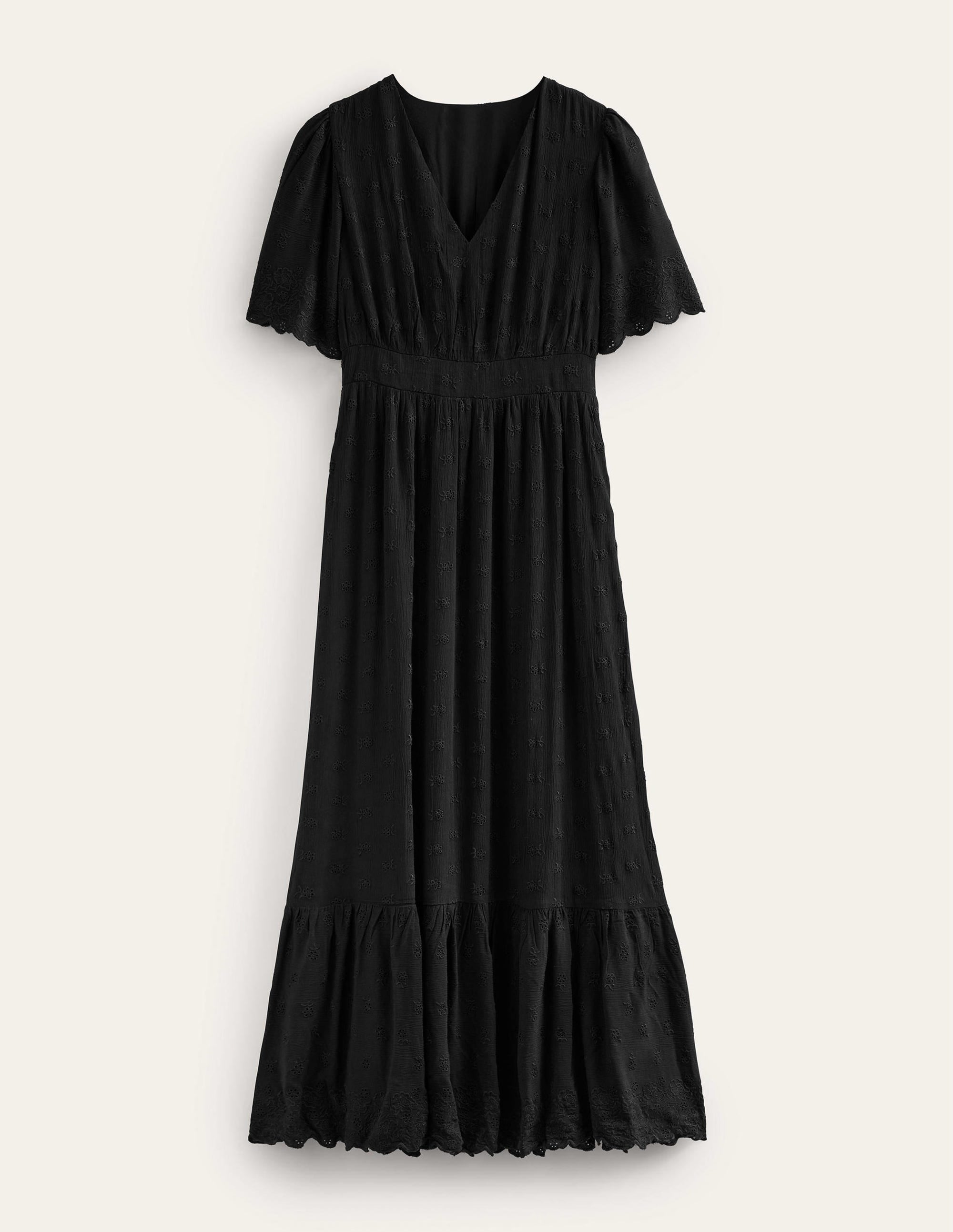 Flatterndes Maxikleid mit Lochstickerei-Schwarz - Image 6