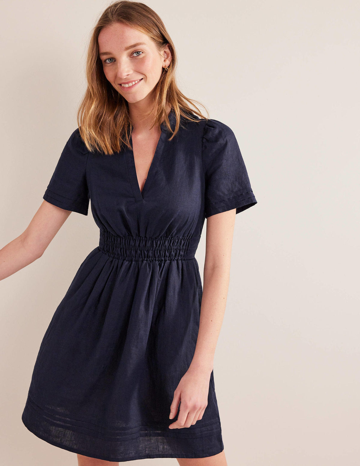 Minikleid mit Biesenfalten-Marineblau-1