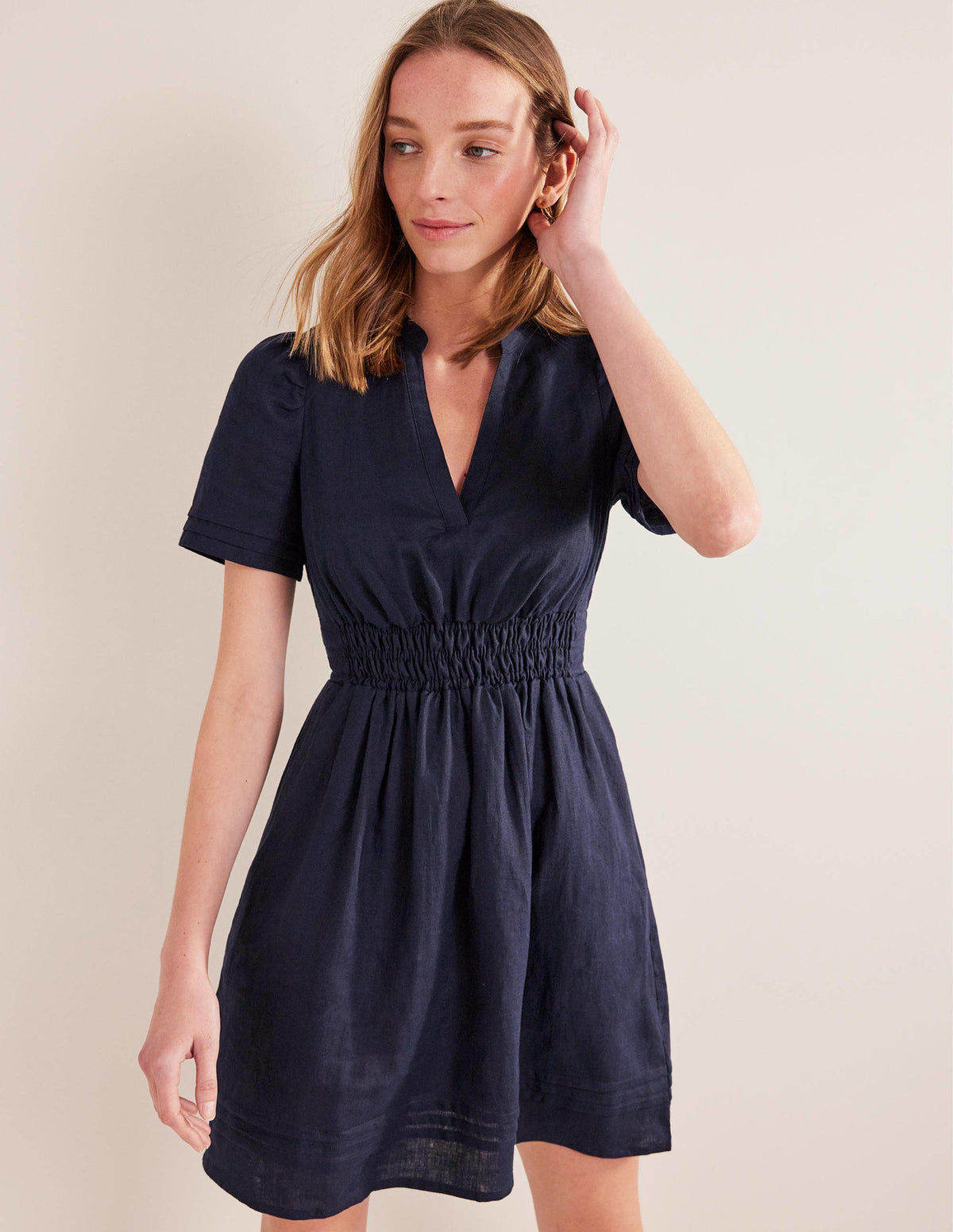 Minikleid mit Biesenfalten-Marineblau-4