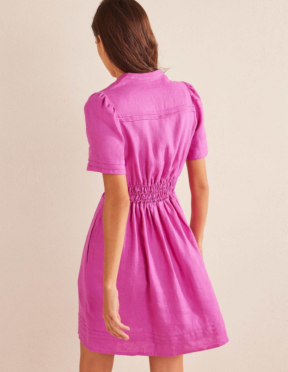 Minikleid mit Biesenfalten-Magenta - Image 3