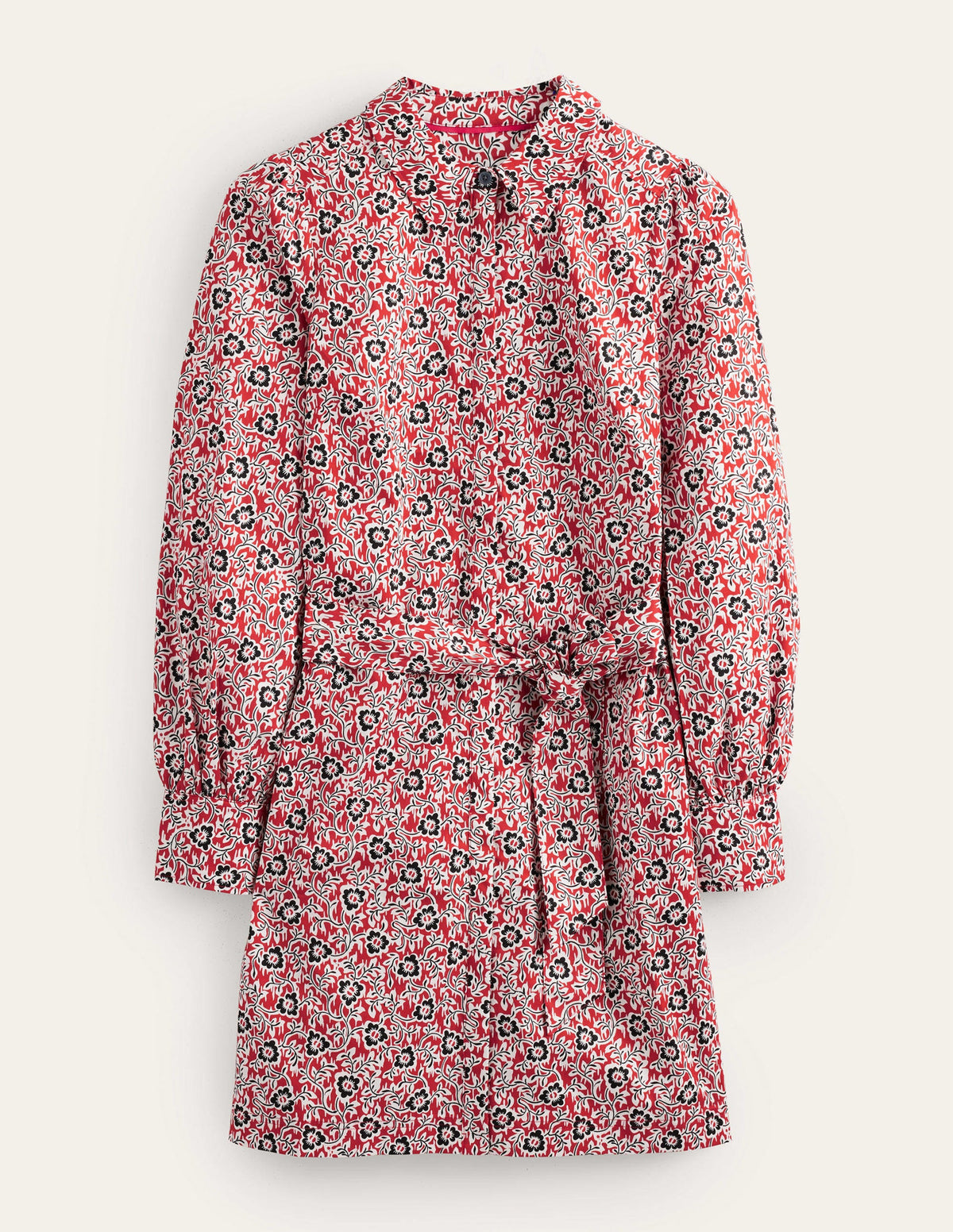 Mini Shift Shirt Dress-Tomato, Clover Swirl - Image 5