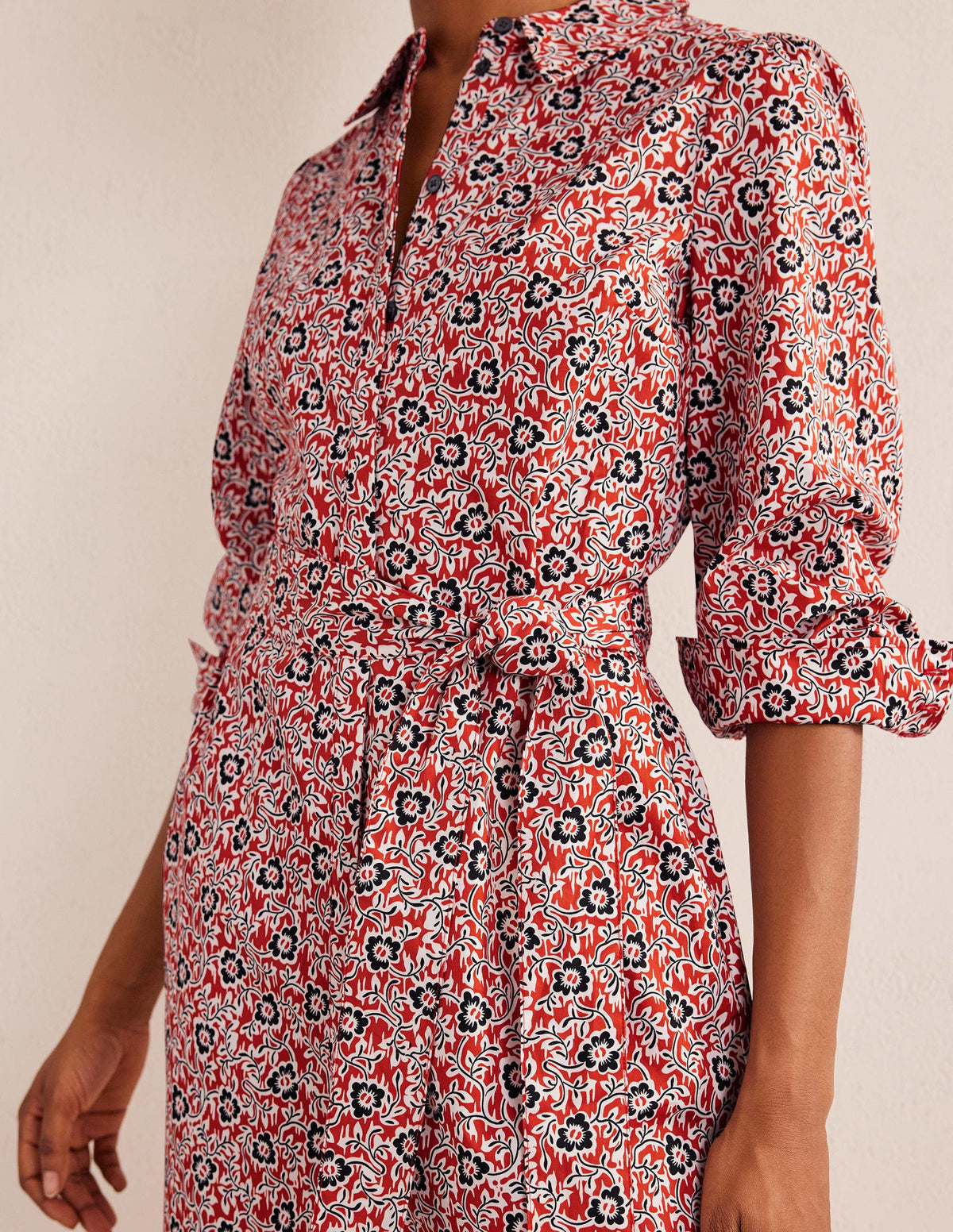 Mini Shift Shirt Dress-Tomato, Clover Swirl-2