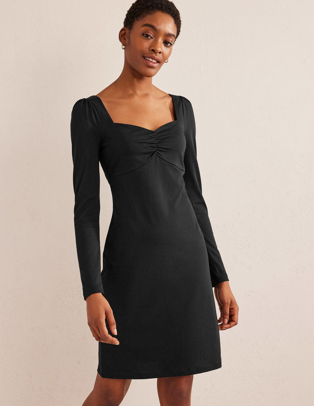 Jersey-Minikleid mit Herzausschnitt-Schwarz-1