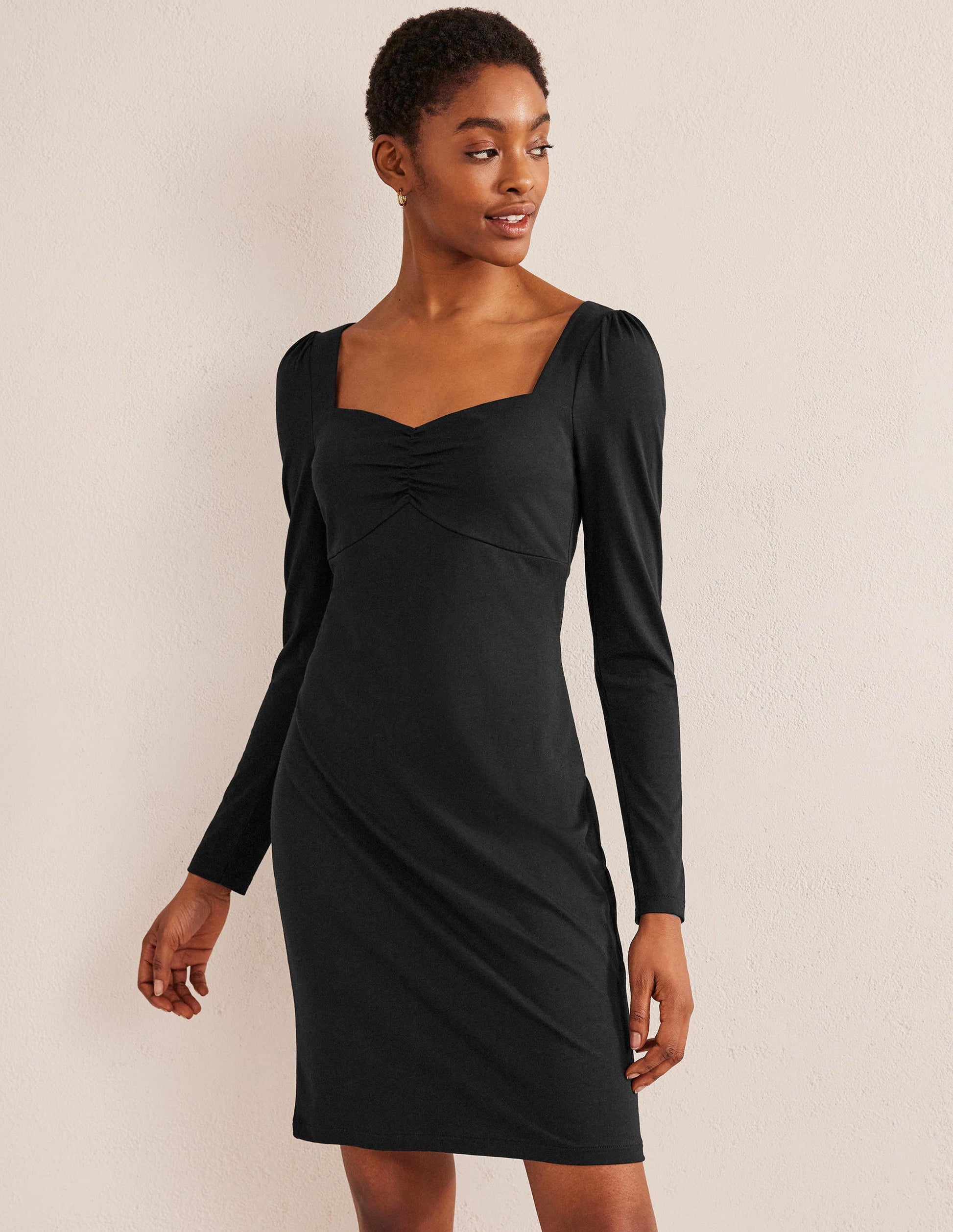 Jersey-Minikleid mit Herzausschnitt-Schwarz-4