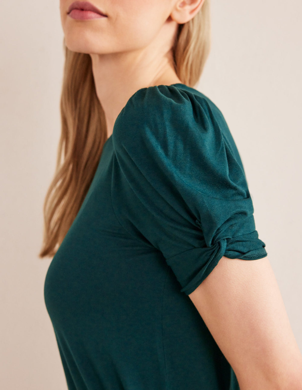Jersey-Minikleid mit Knotendetail-Dunkles Smaragdgrün - Image 2