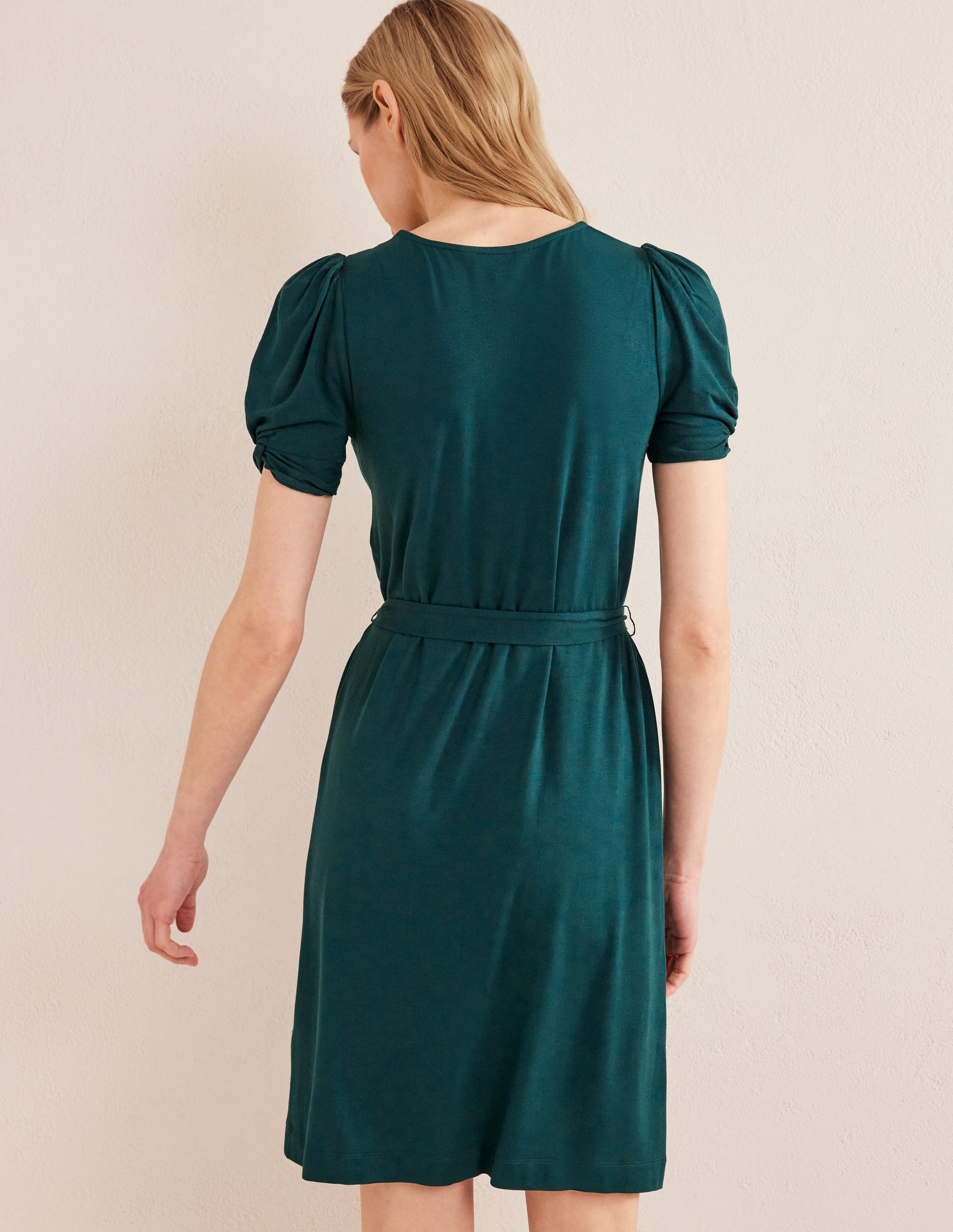 Jersey-Minikleid mit Knotendetail-Dunkles Smaragdgrün-3