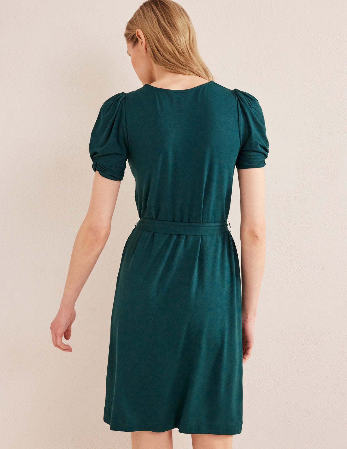 Jersey-Minikleid mit Knotendetail-Dunkles Smaragdgrün - Image 3