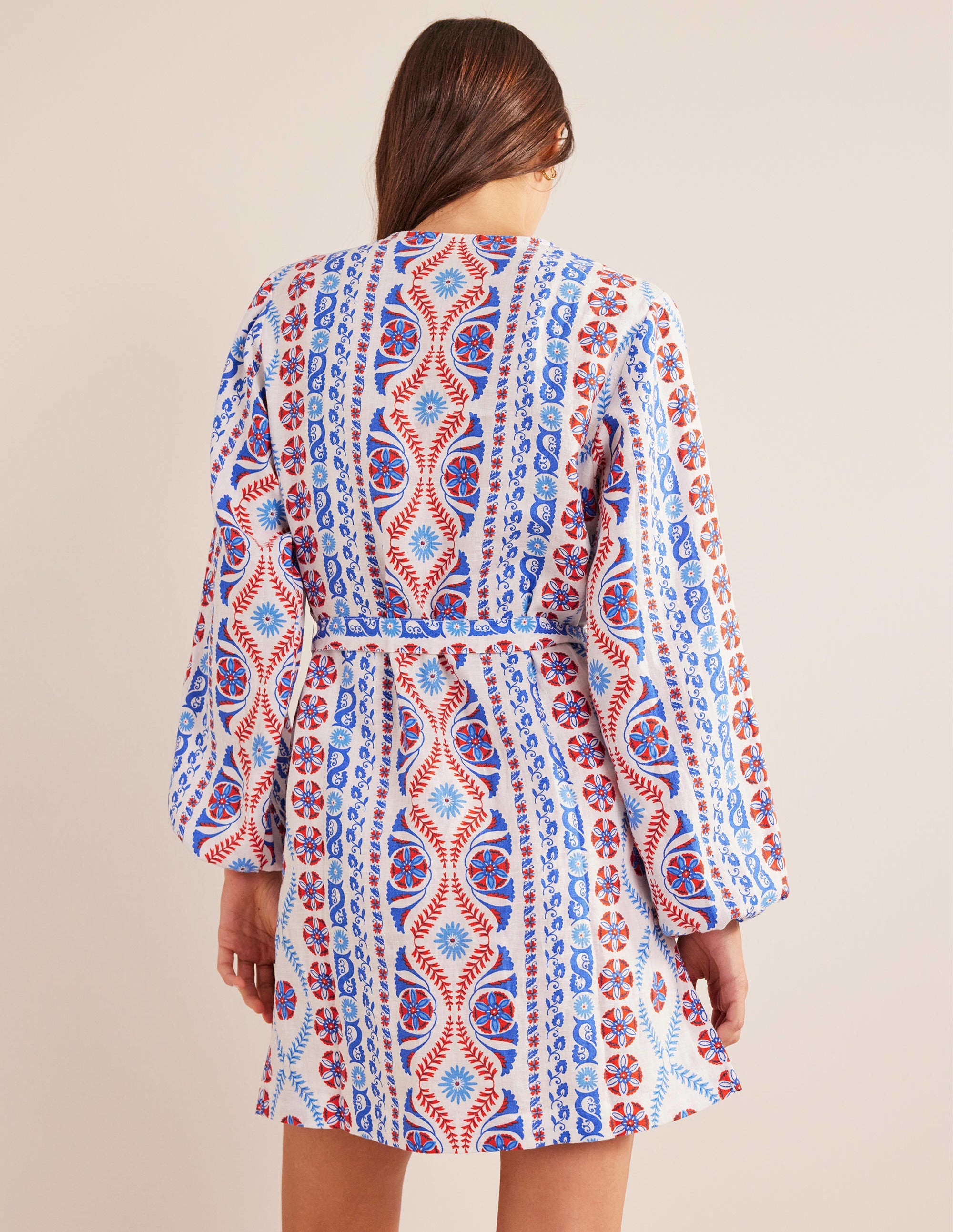 Mini-caftan col V noué à la taille-Source champêtre, motif Opulent Stripe - Image 3