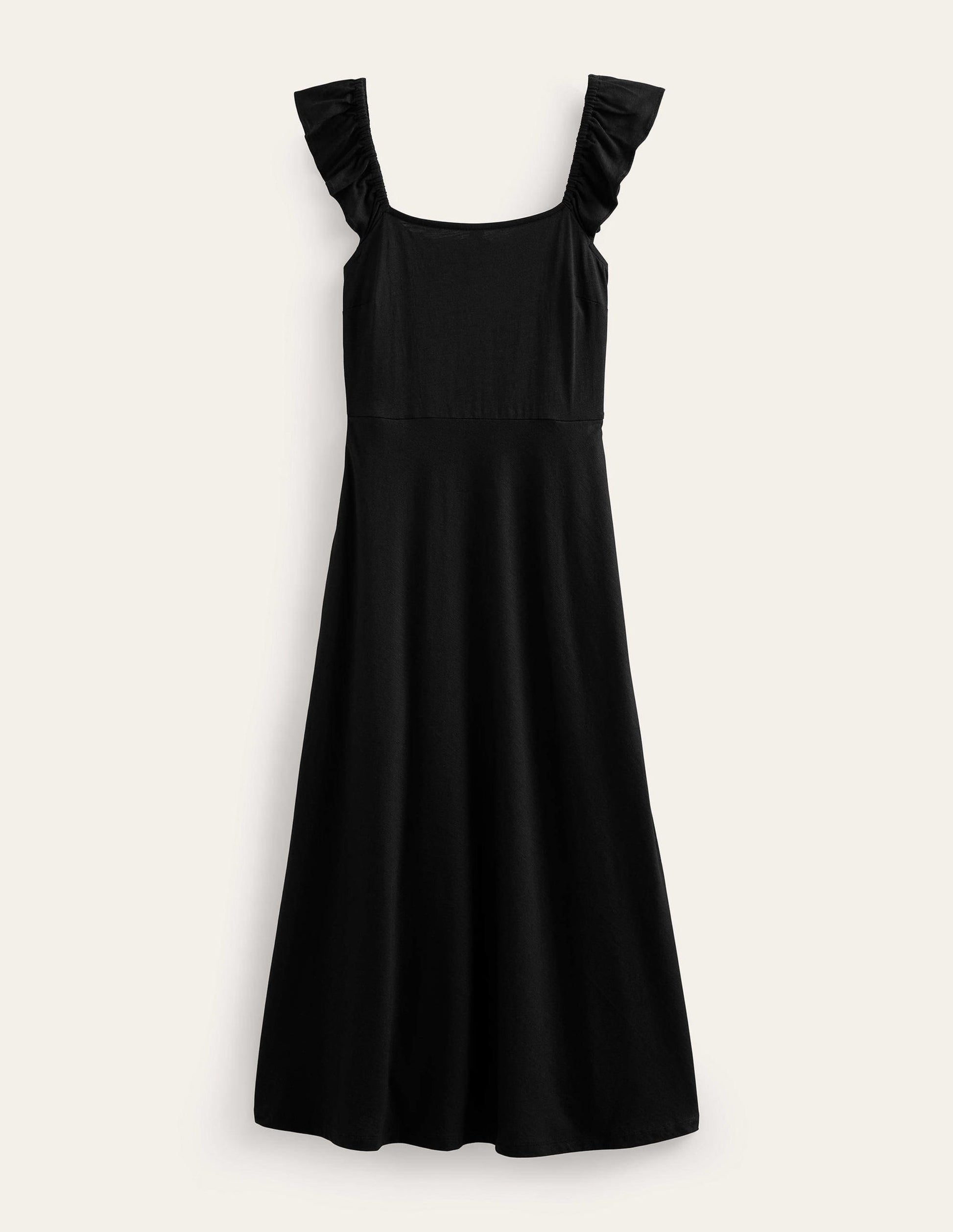 Robe midi volantée en jersey-Noir-6
