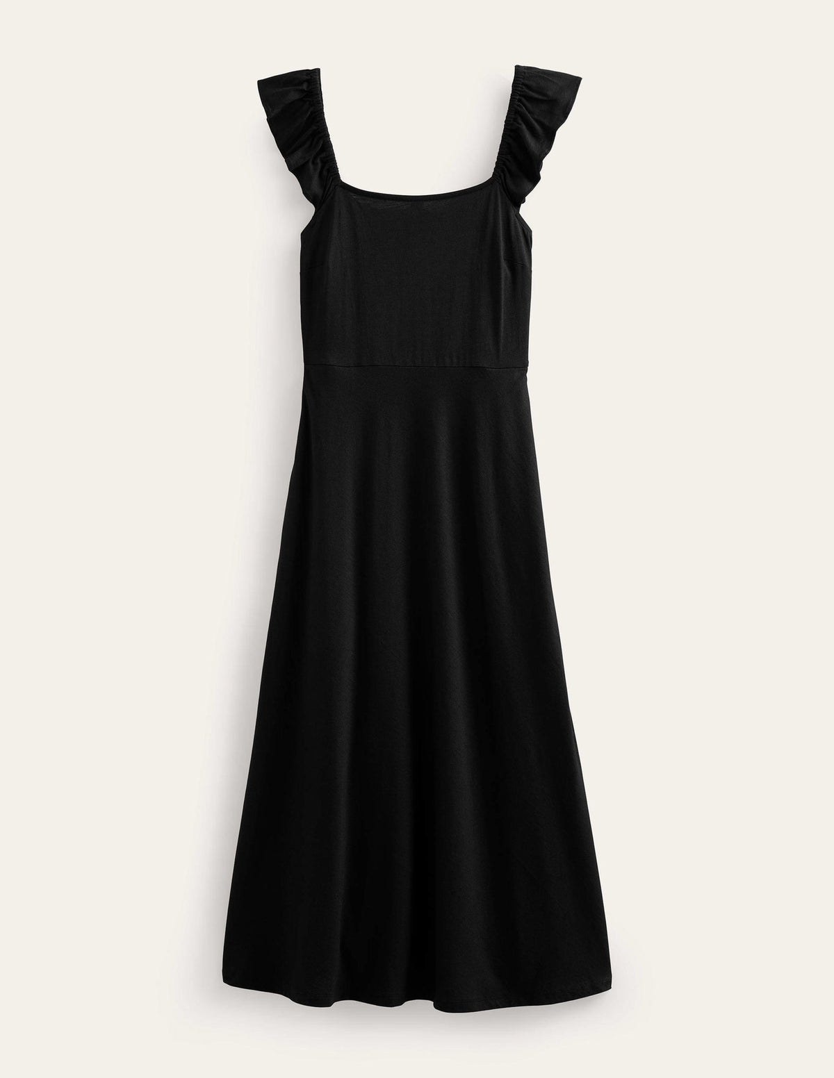Robe midi volantée en jersey-Noir - Image 6
