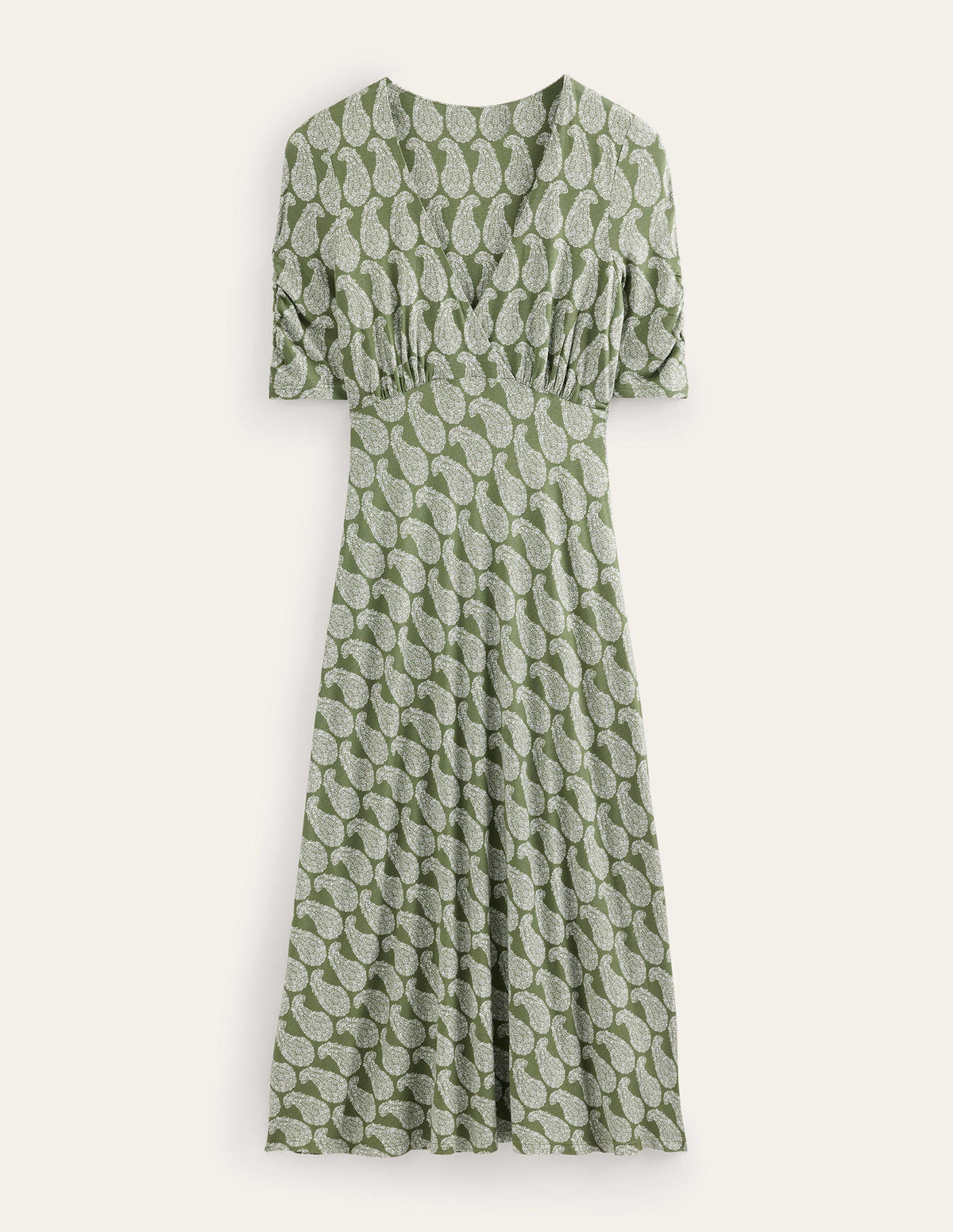 Rebecca Midi-Teekleid aus Jersey-Fichtengrün, Paisleymuster - Image 5