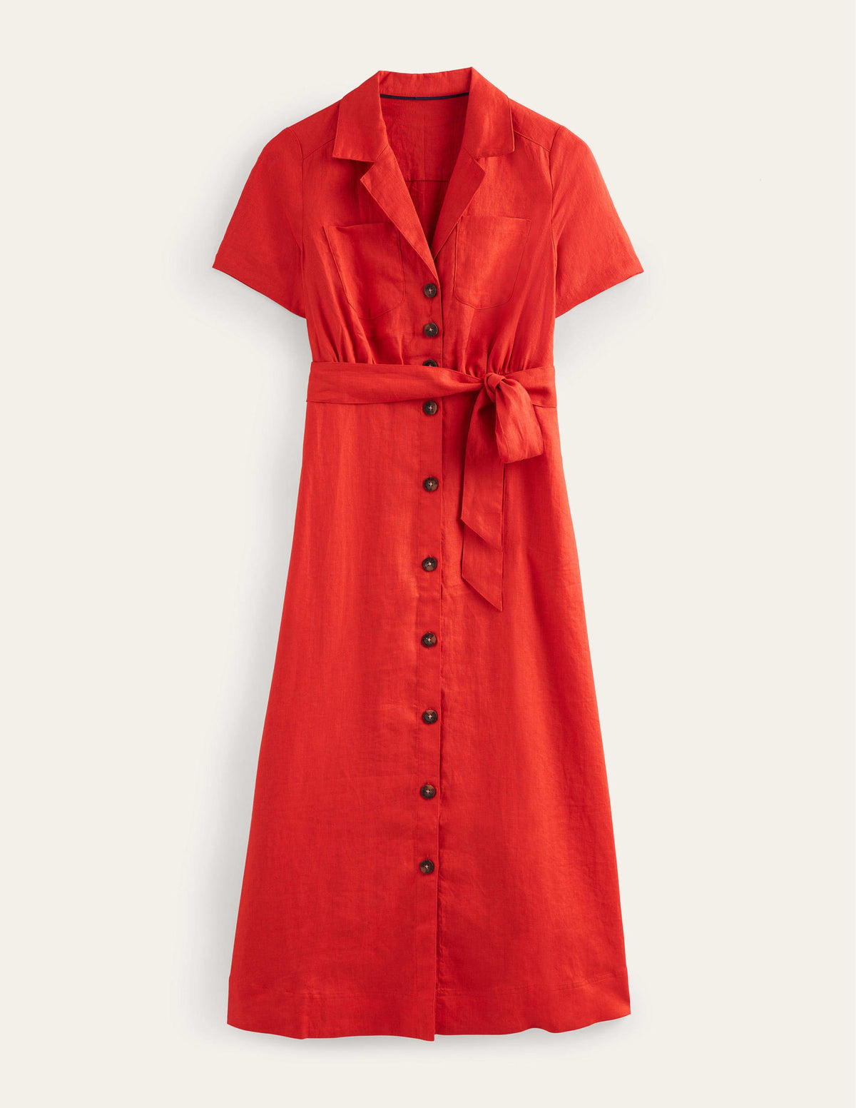 Maxi-Hemdblusenkleid mit Revers-Zinnoberrot - Image 5