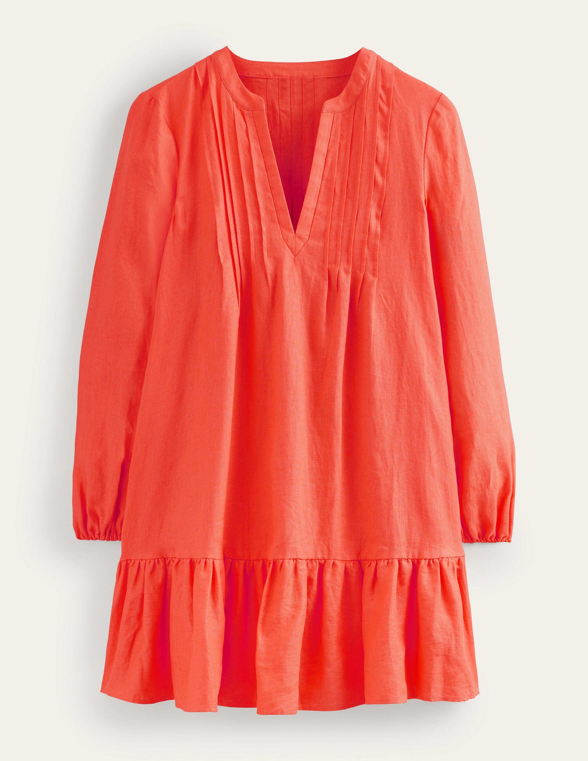 Tiered Linen Mini Dress-Watermelon Punch-5