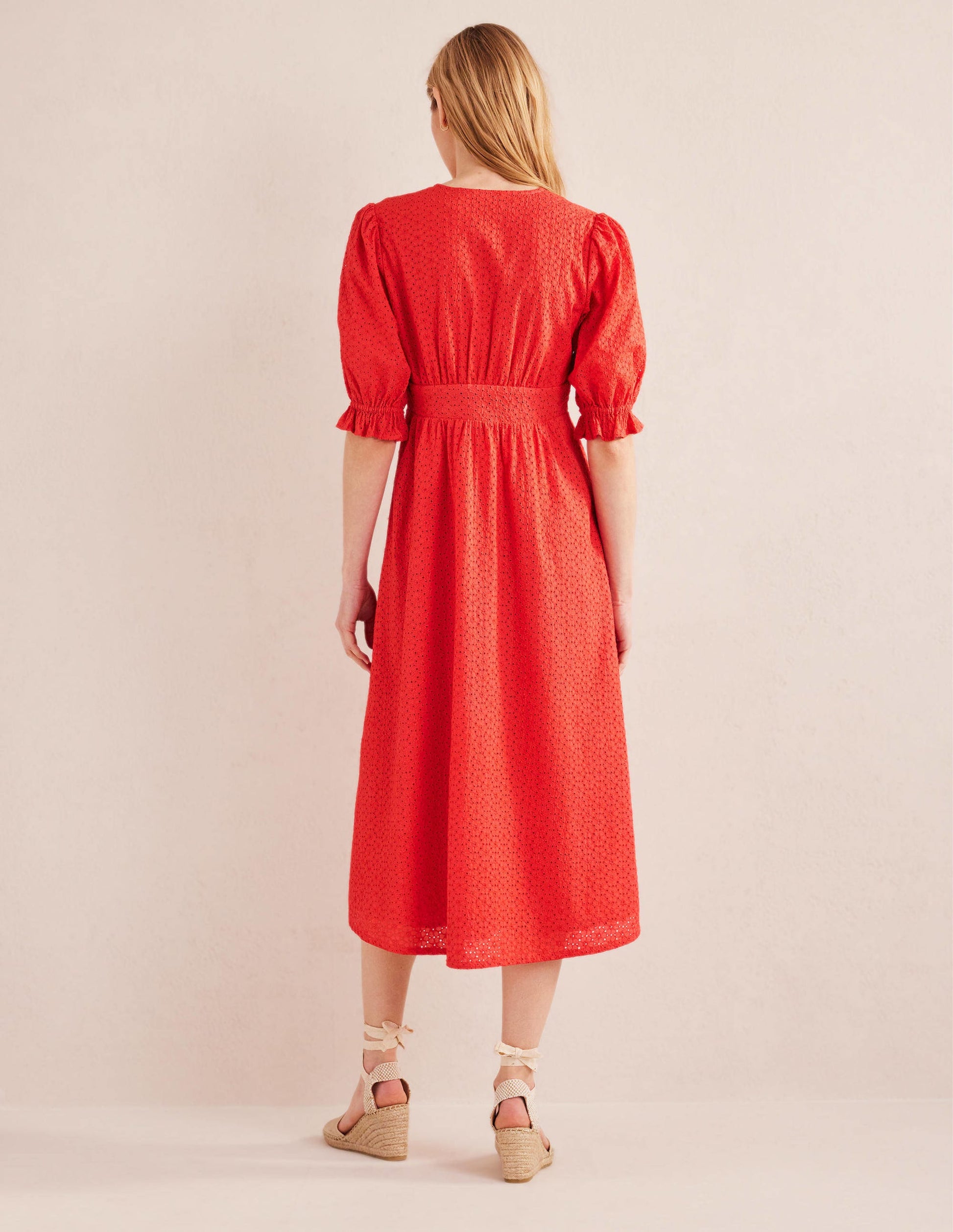 Midikleid mit Lochstickerei-Marmeladenrot-4
