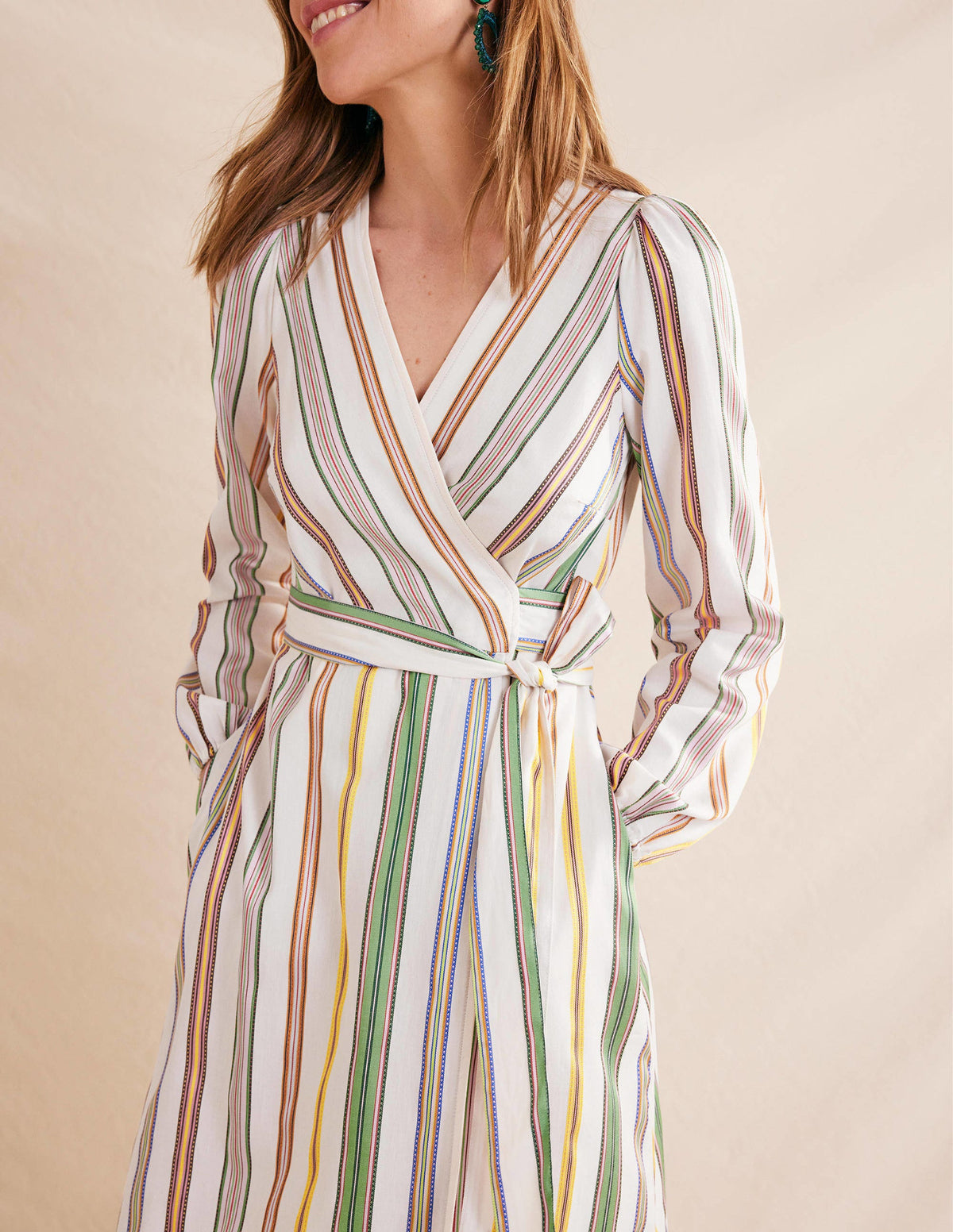 Maxi-Wickelkleid mit Stufen-Bunt, Gestreift - Image 2