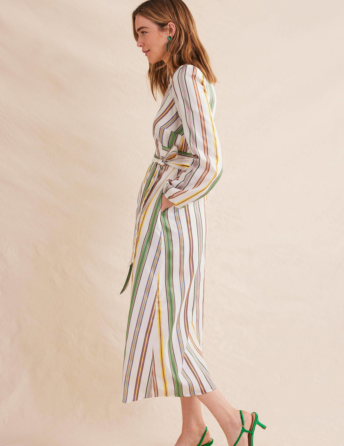 Maxi-Wickelkleid mit Stufen-Bunt, Gestreift-3