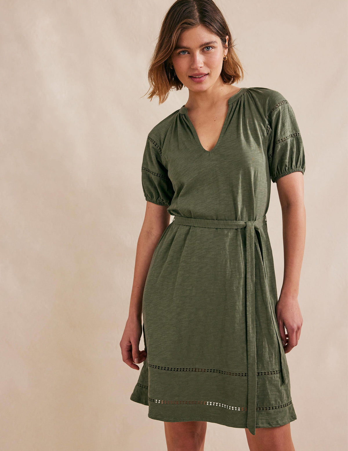 Robe en jersey avec bordures décorées-Épicéa-1