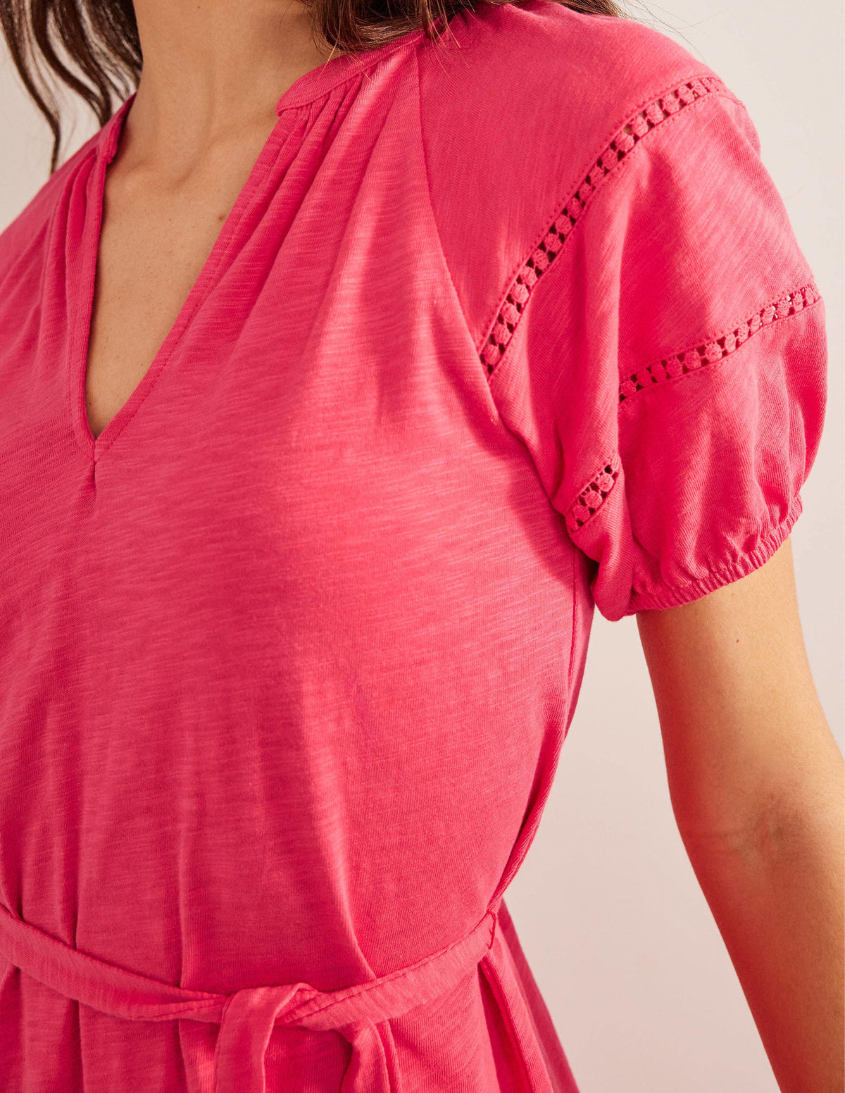 Robe en jersey avec bordures décorées-Rose pivoine pop - Image 2