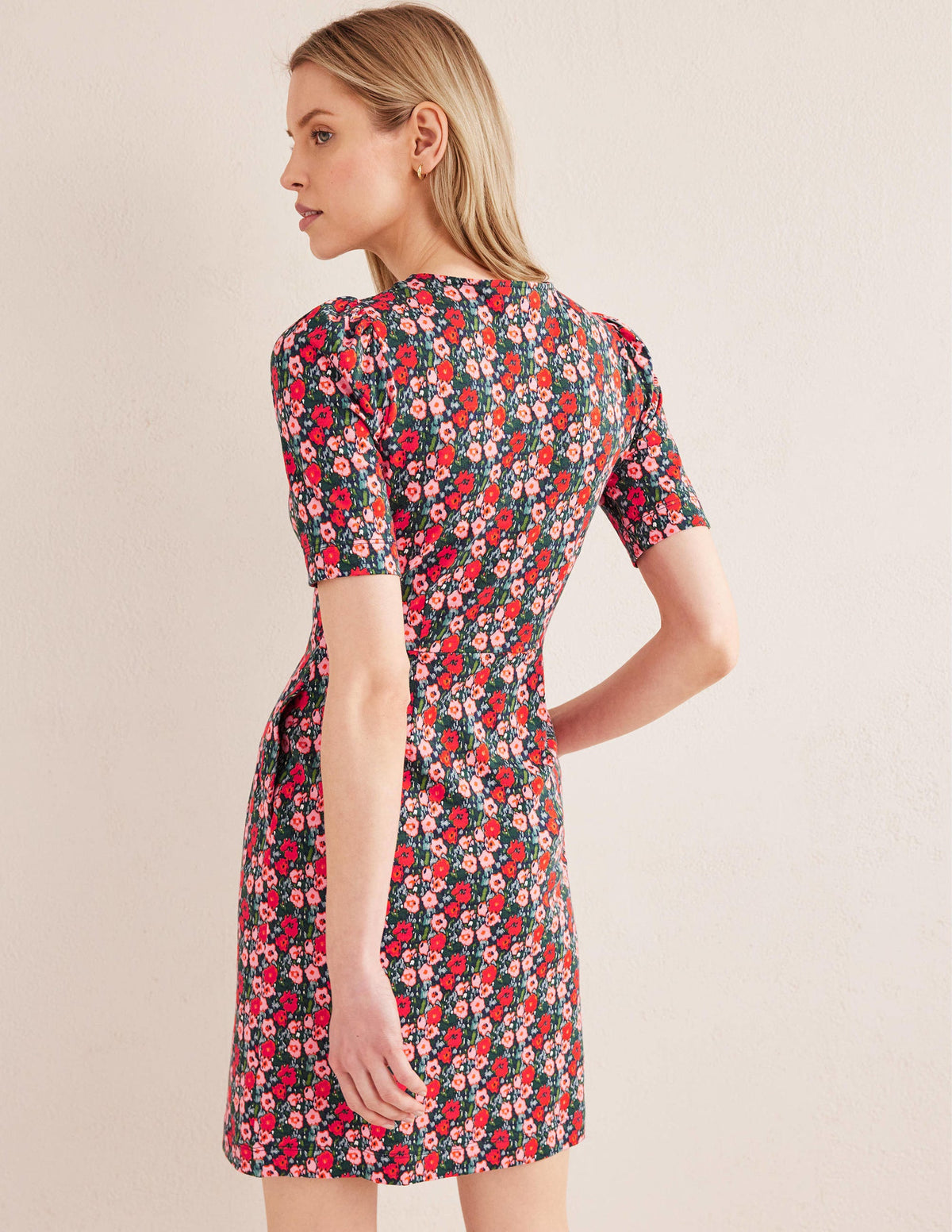 Jerseykleid mit Rundhalsausschnitt-Bunt, Abstraktes Mohnblumenmuster-3