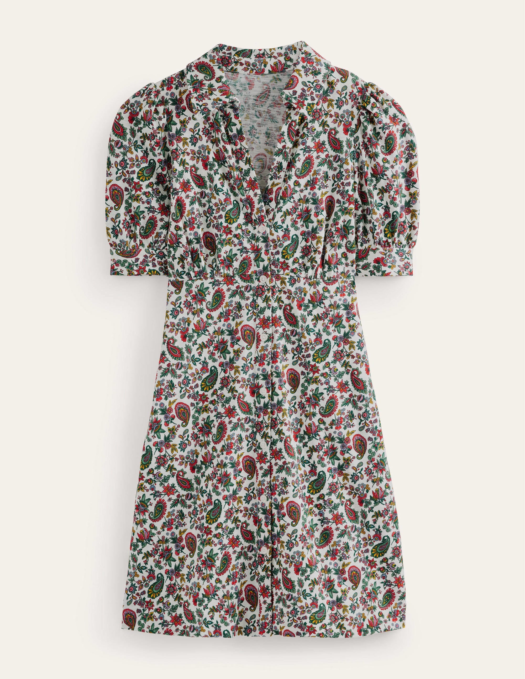 Minikleid mit Knopfleiste-Bunt, Löwenzahnmuster - Image 5