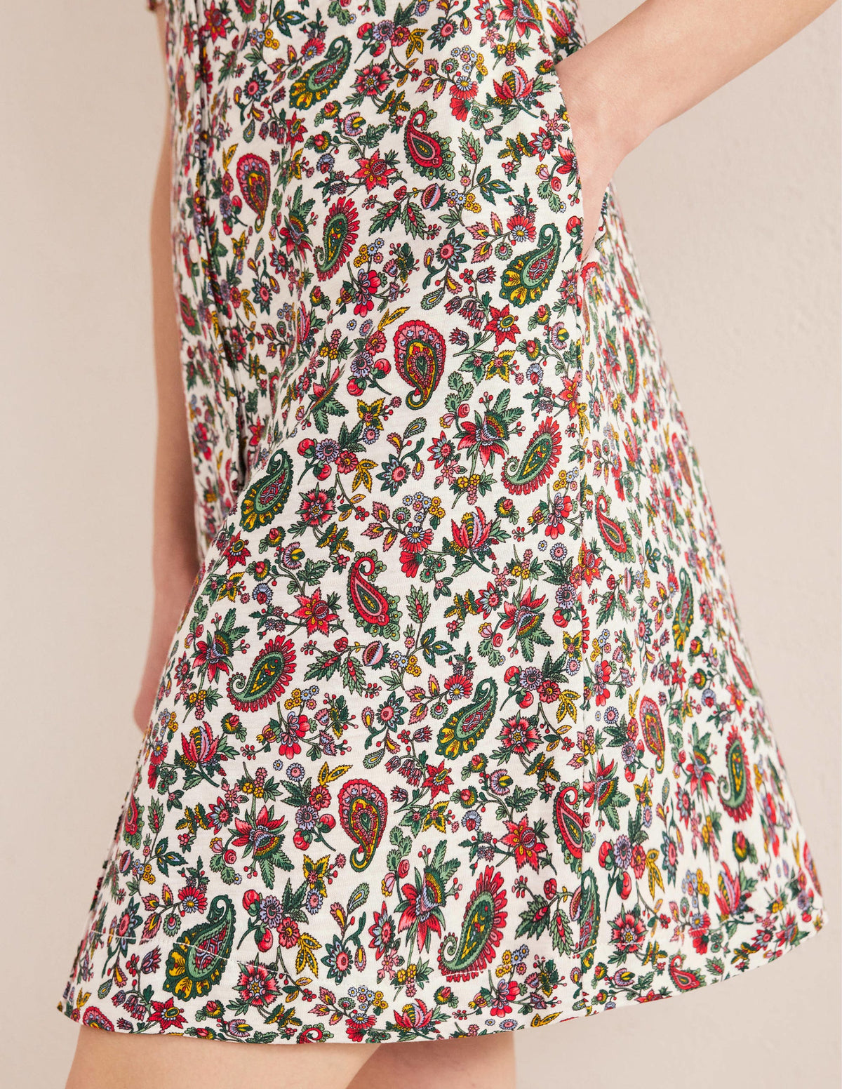 Minikleid mit Knopfleiste-Bunt, Löwenzahnmuster-4