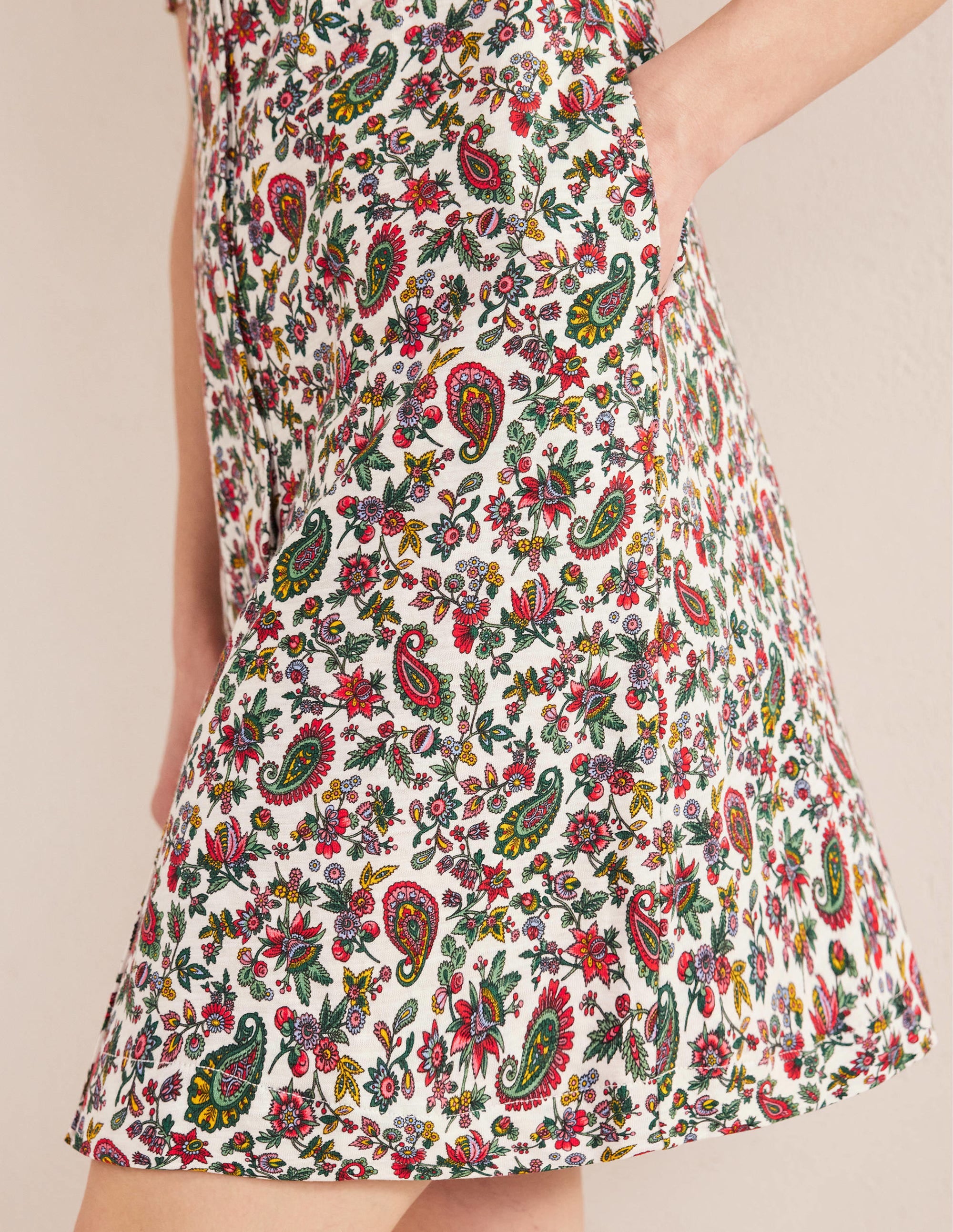 Minikleid mit Knopfleiste-Bunt, Löwenzahnmuster - Image 4