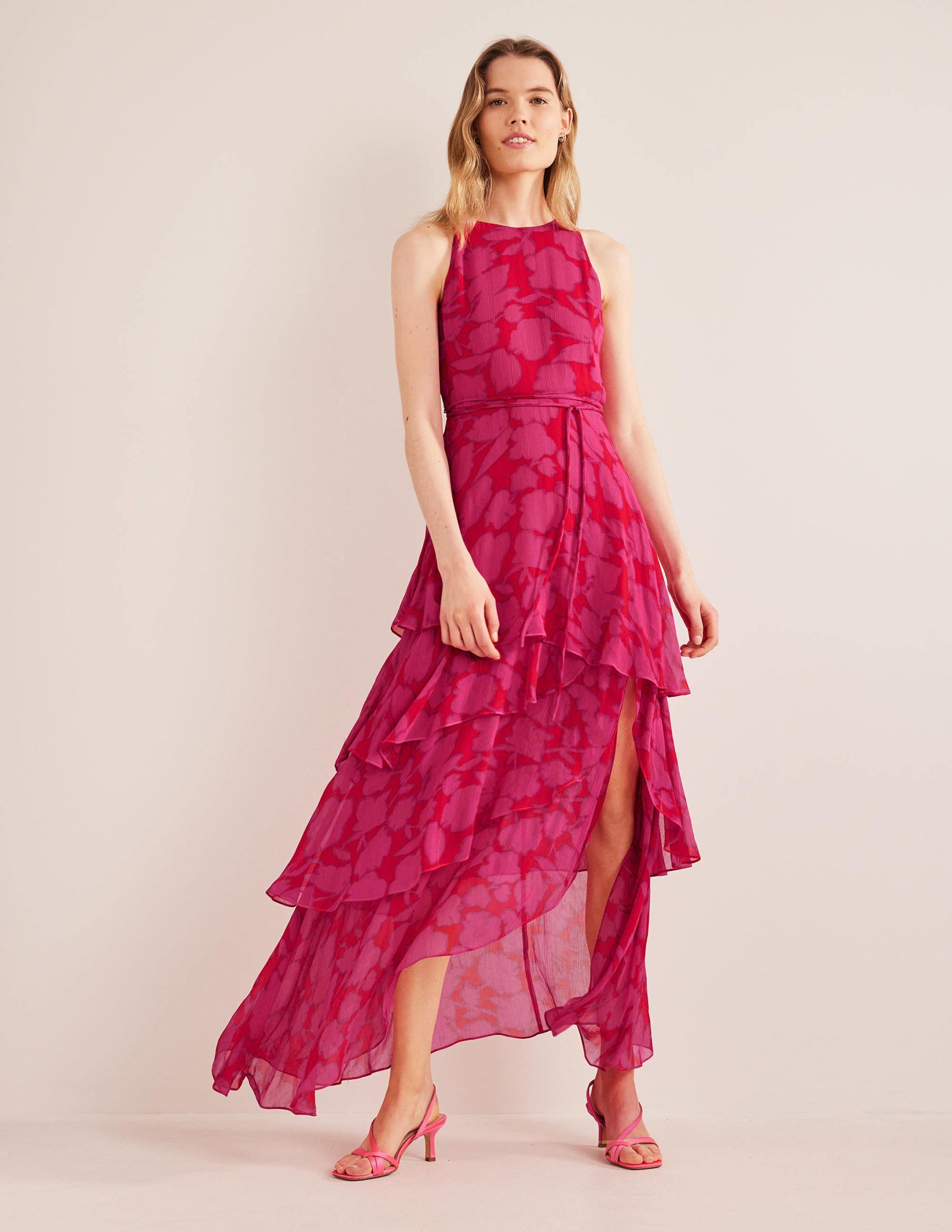 Ärmelloses Stufen-Maxikleid-Knallpink, Windsor-Blüten - Image 4