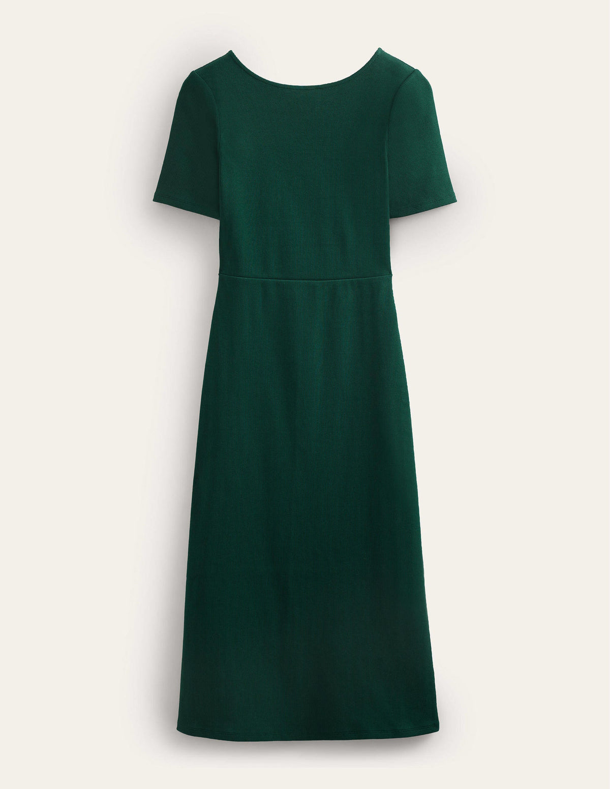 Geripptes Jersey-Midikleid mit Cut-out-Detail-Dunkles Smaragdgrün-5