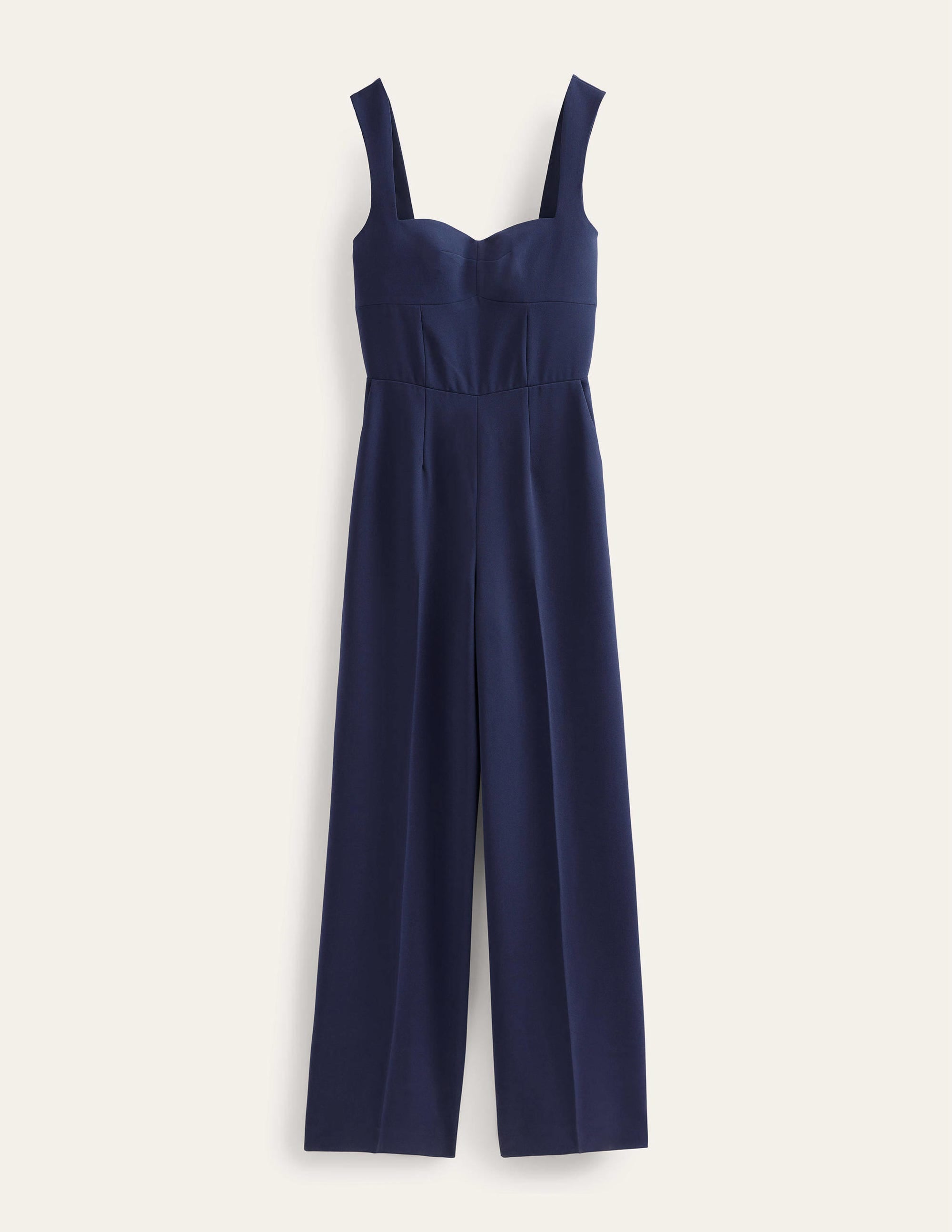 Jumpsuit mit Herzausschnitt und weitem Bein-Marineblau - Image 5
