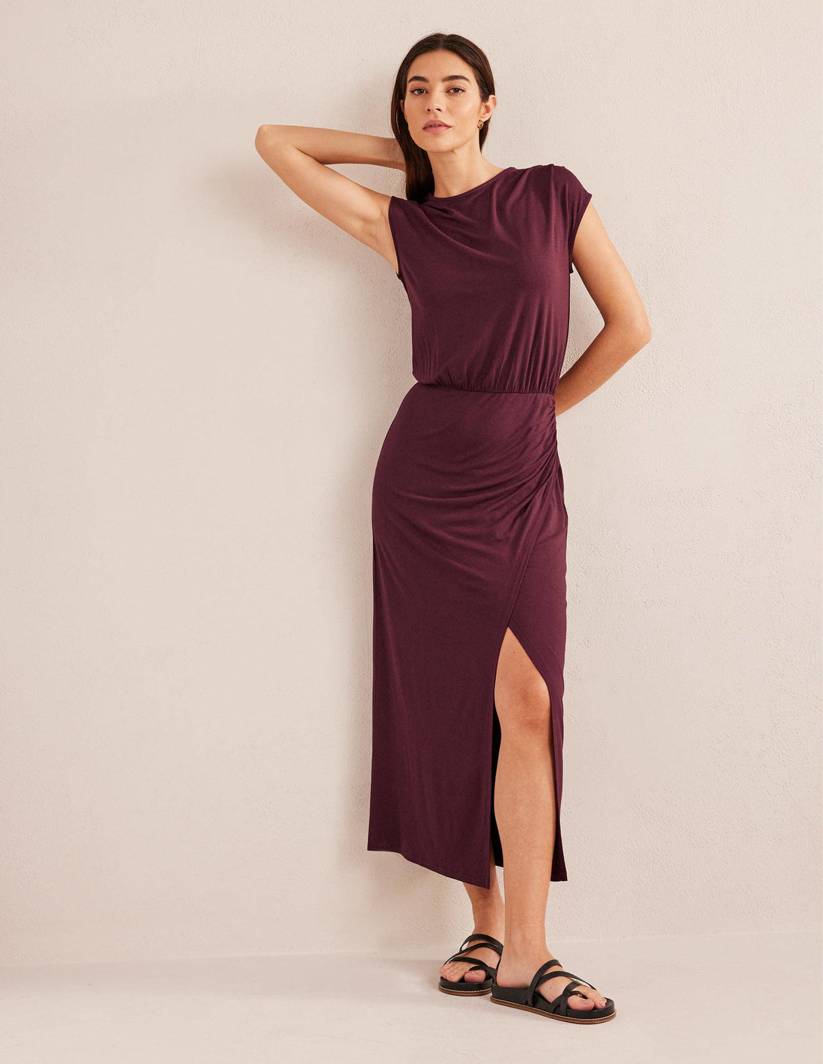 Säulen-Maxikleid aus Jersey-Dunkles Burgunderrot - Image 2