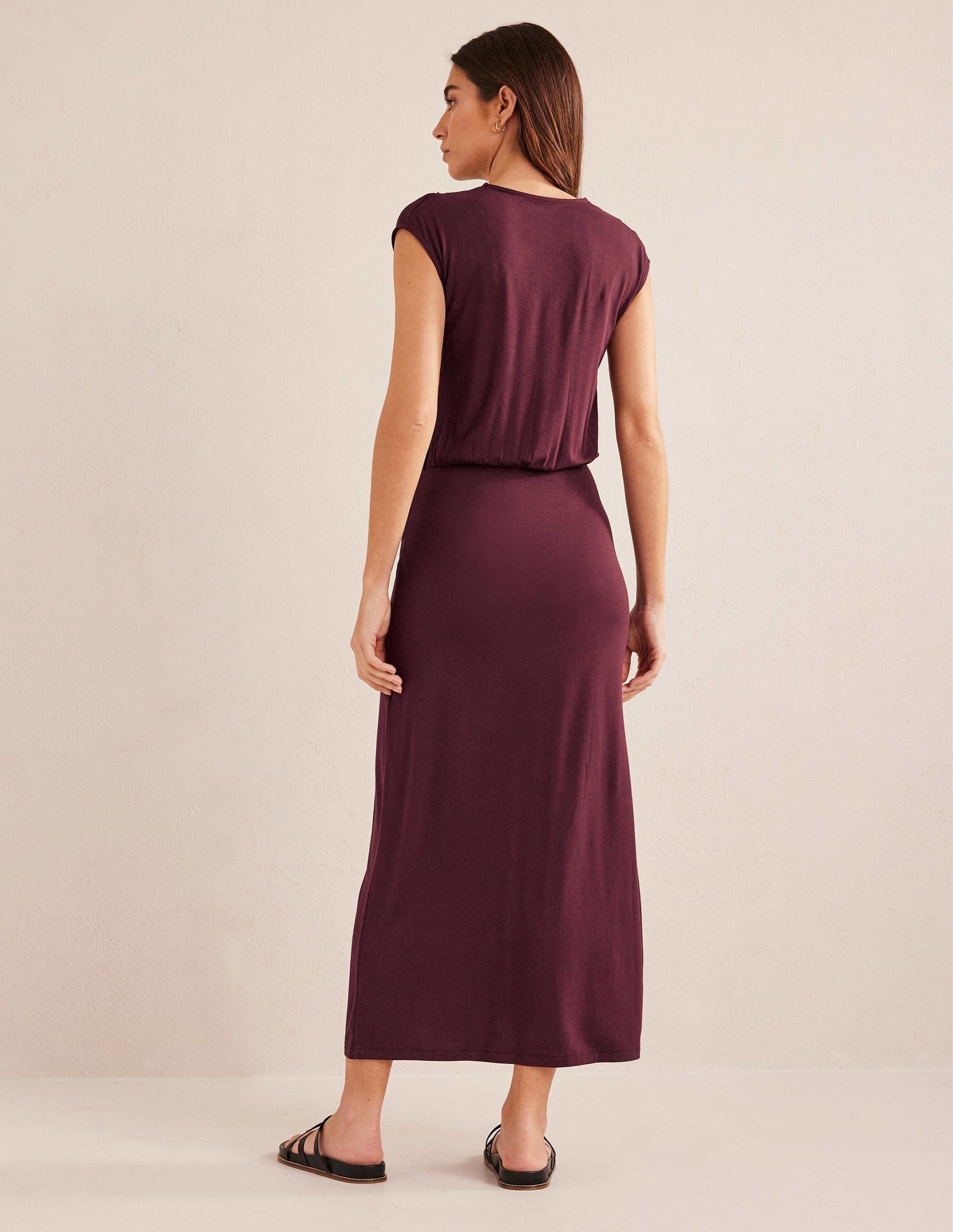 Säulen-Maxikleid aus Jersey-Dunkles Burgunderrot-4