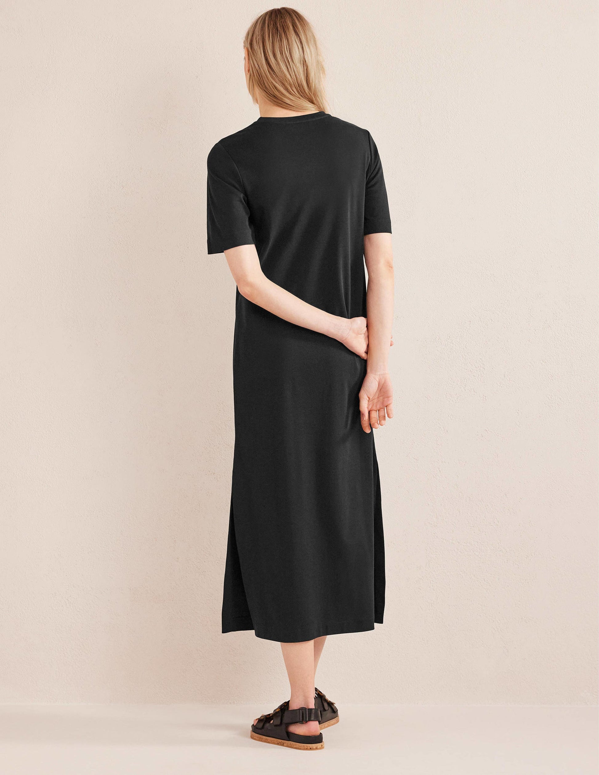 Midi-T-Shirt-Kleid aus Jersey-Schwarz-3