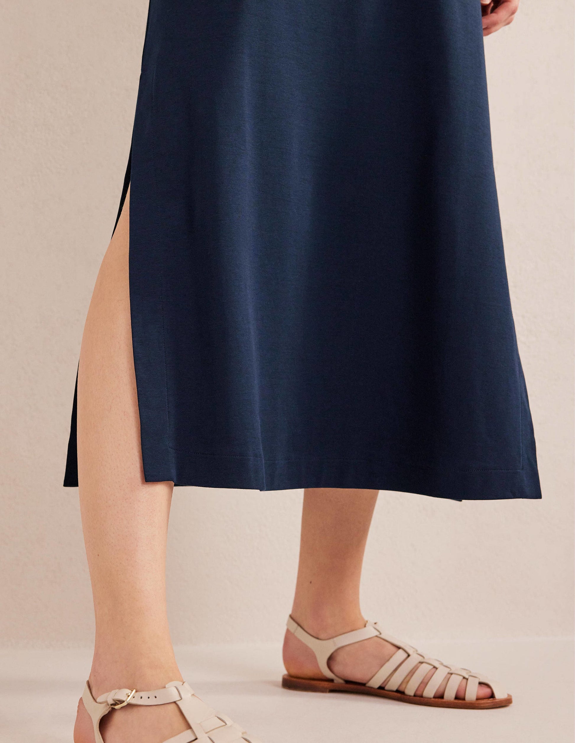 Midi-T-Shirt-Kleid aus Jersey-Marineblau-2