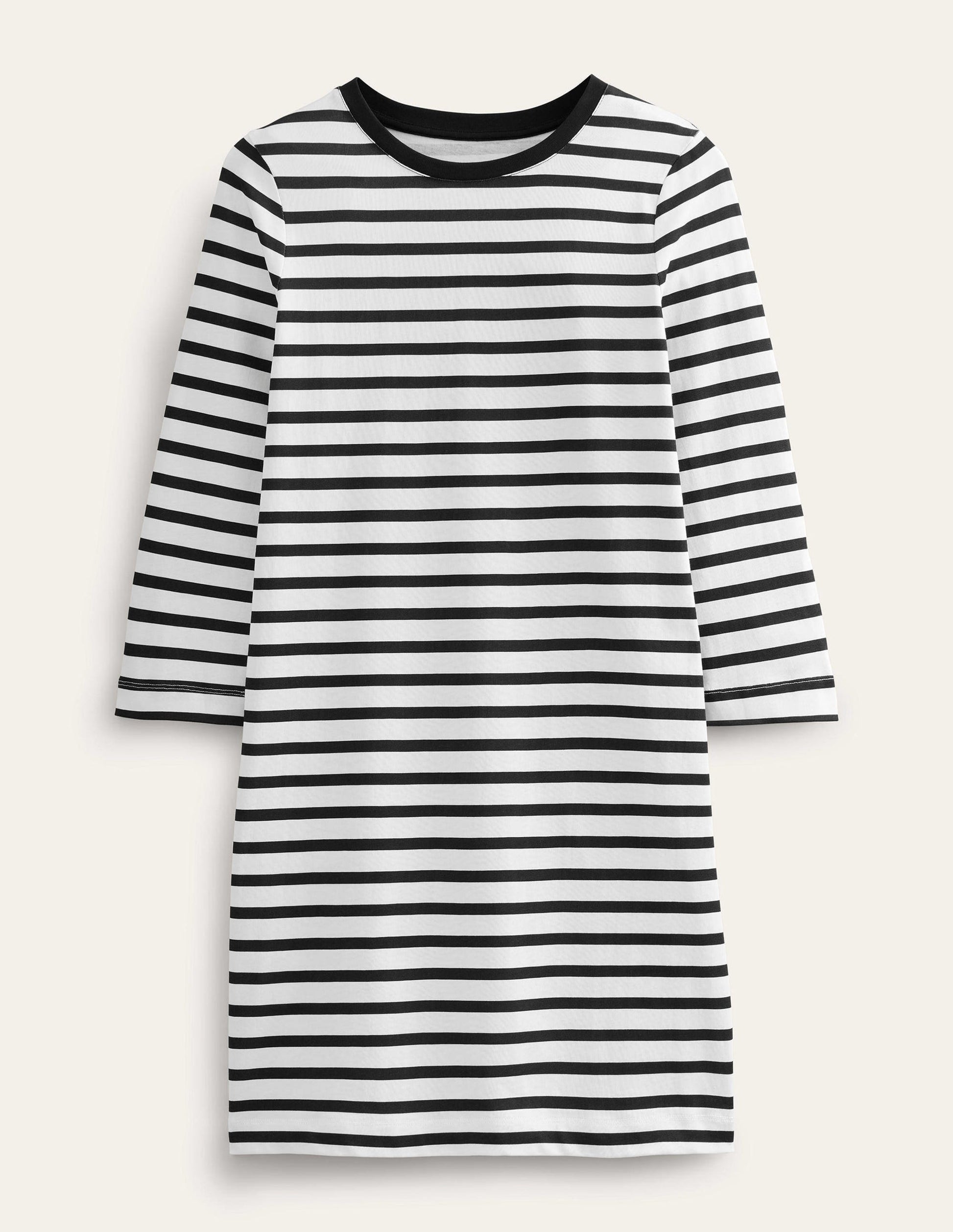Mini-T-Shirt-Kleid aus Jersey-Naturweiß/Schwarz, Gestreift-5