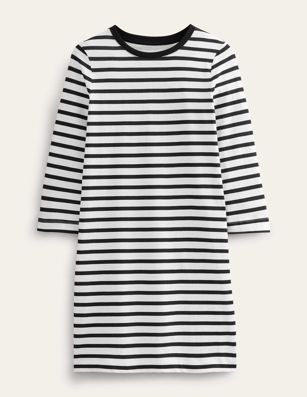 Mini-T-Shirt-Kleid aus Jersey-Naturweiß/Schwarz, Gestreift - Image 5