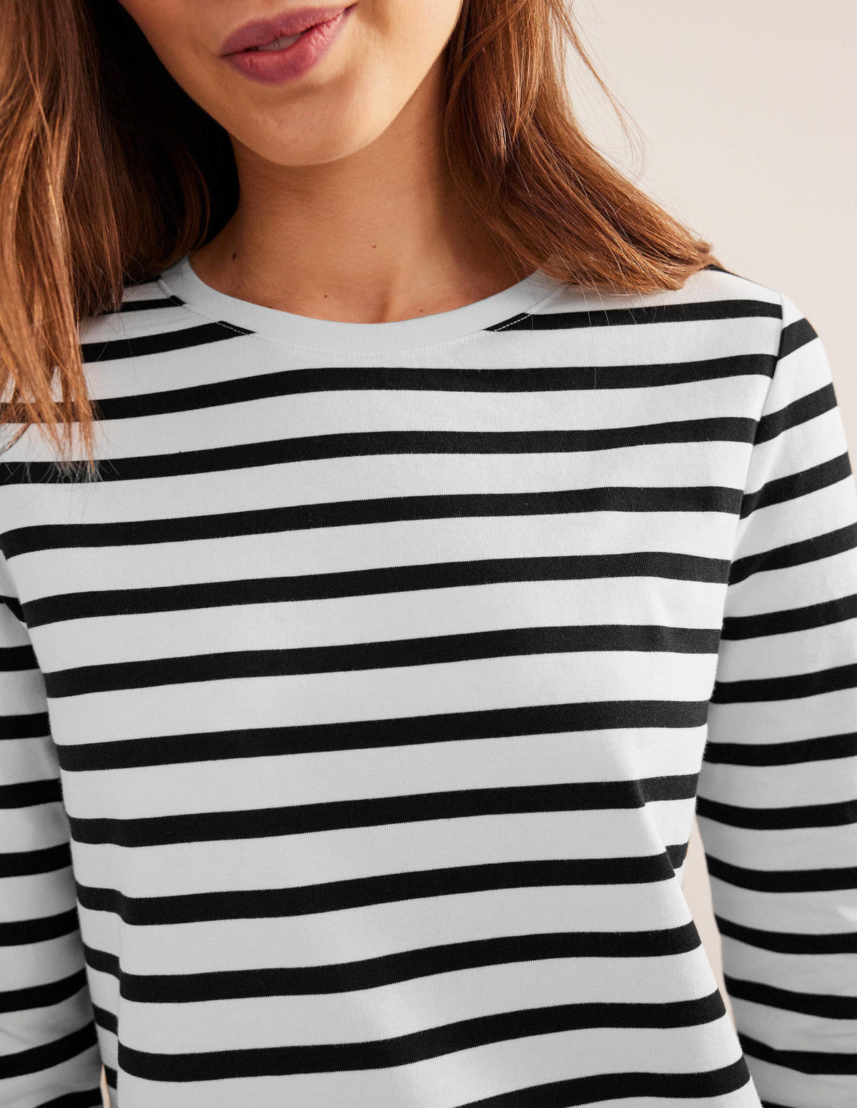 Mini-T-Shirt-Kleid aus Jersey-Naturweiß/Schwarz, Gestreift-2