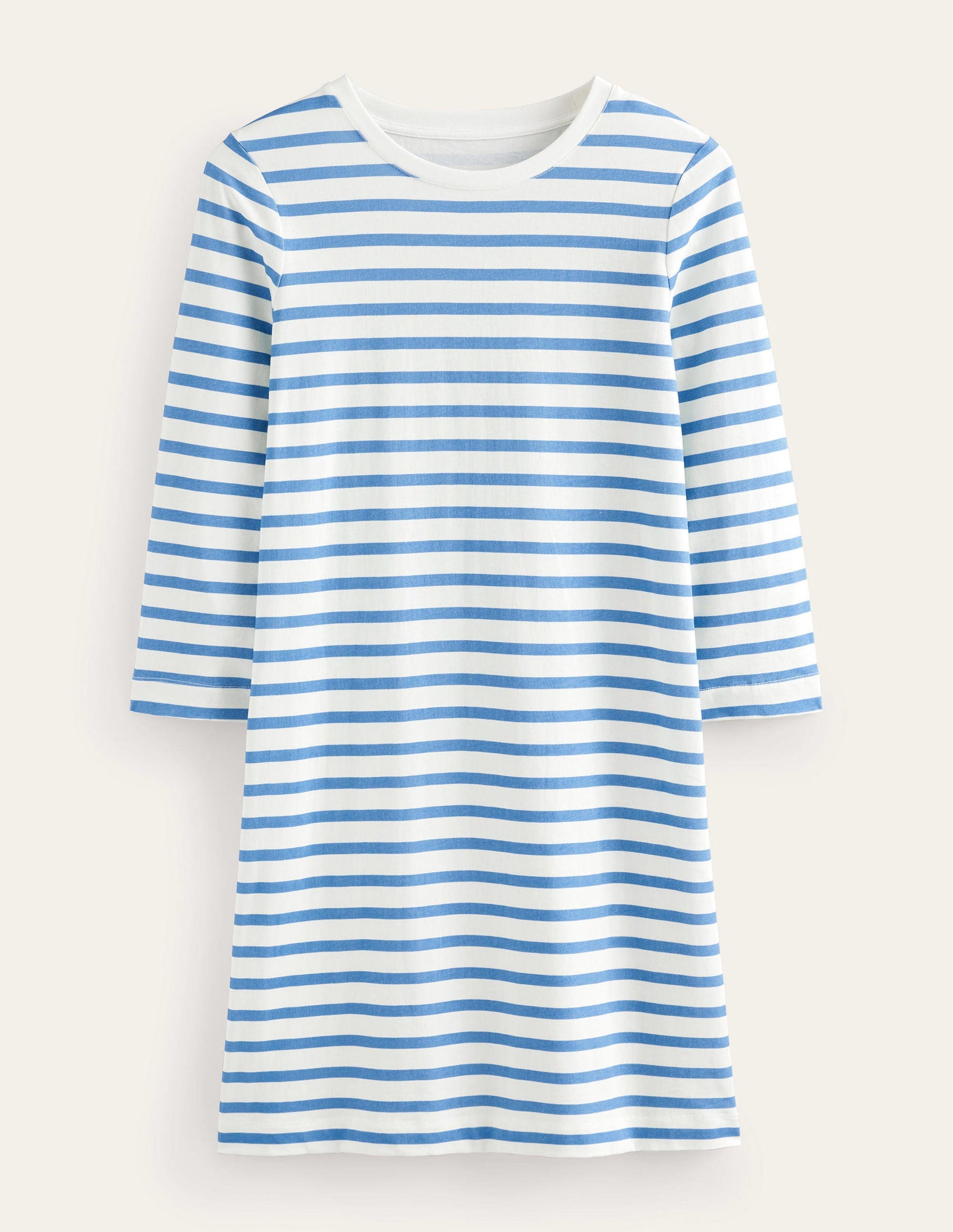 Mini-robe T-shirt en jersey-Rayé ivoire et bleu-6