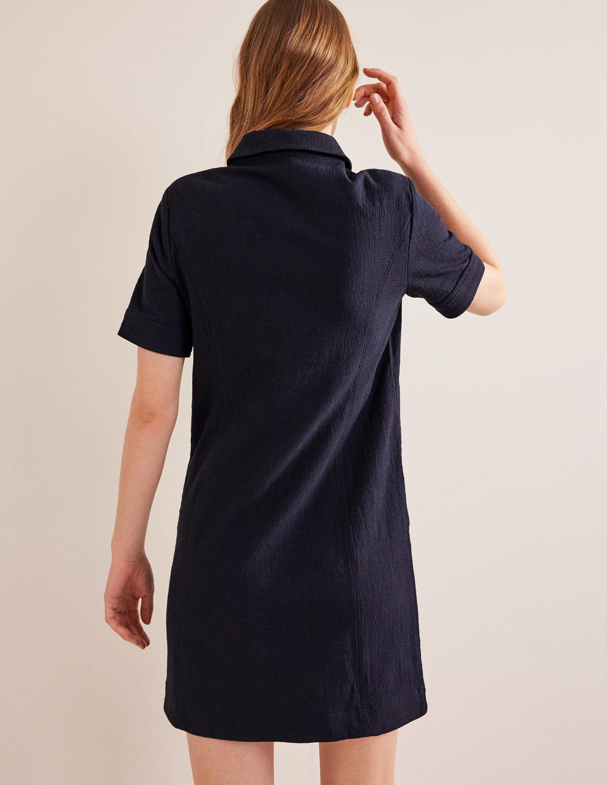 Mini-robe fourreau zippée-Bleu marine-3