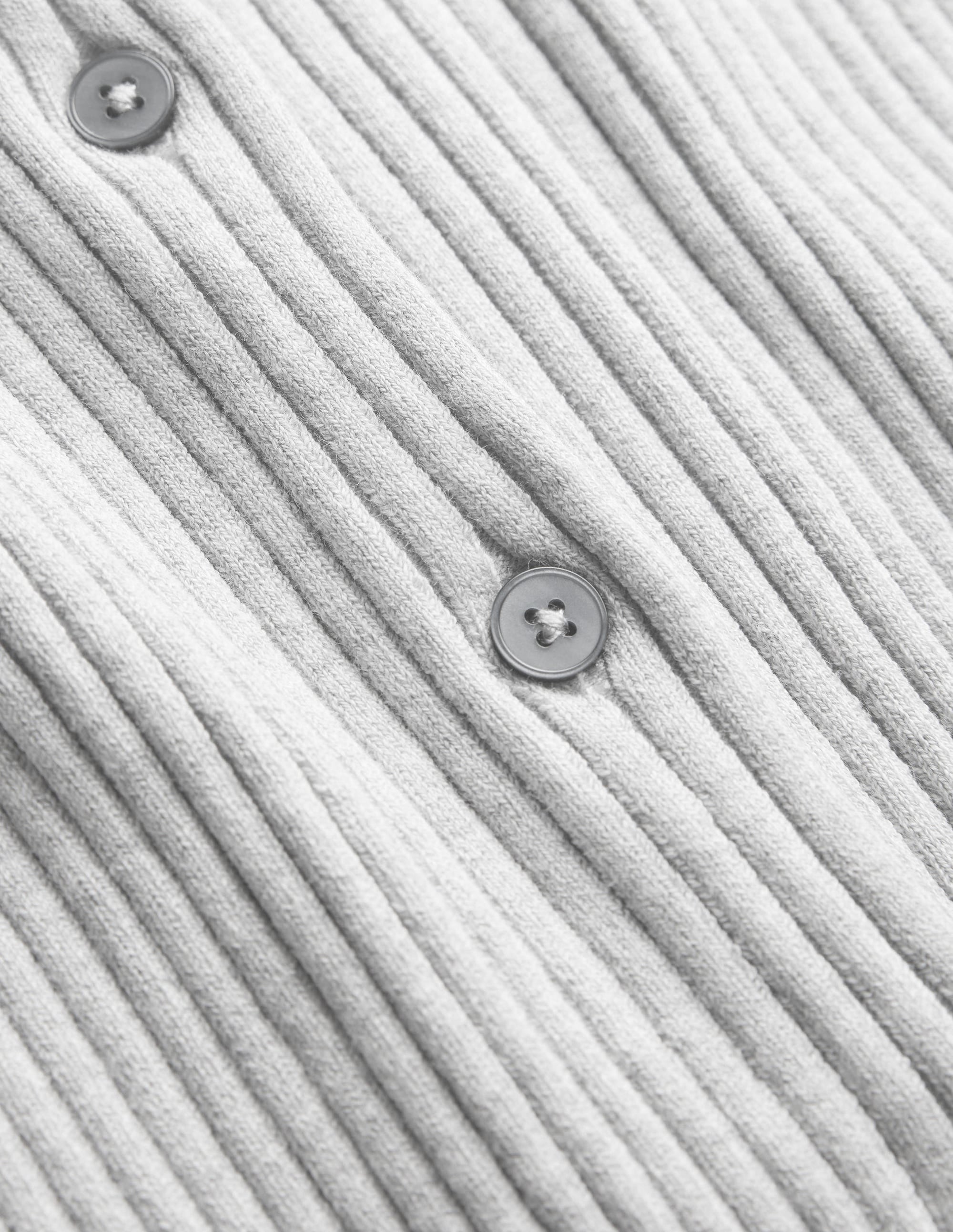 Cardigan mit Rippstrickdetail-Hellgrau Melange - Image 6